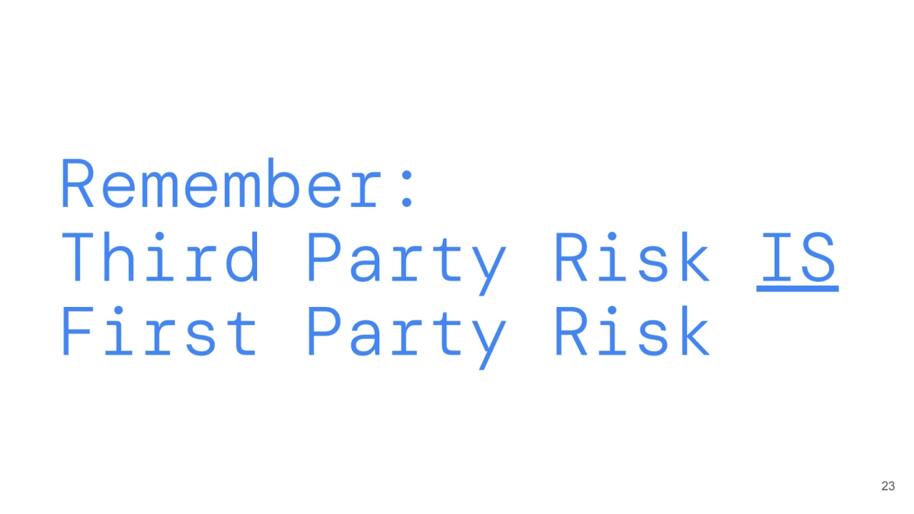 Remember:
Third Party Risk IS
First Party Risk
23