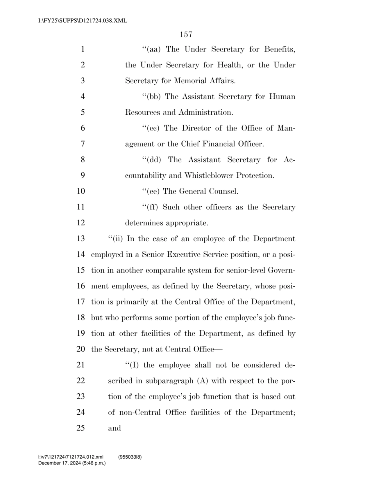 157 
1 ‘‘(aa) The Under Secretary for Benefits, 
2 the Under Secretary for Health, or the Under 
…