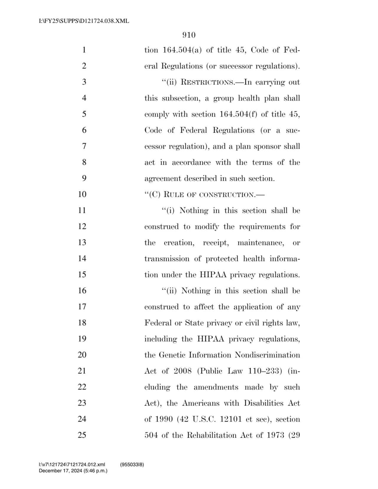 910 
1 tion 164.504(a) of title 45, Code of Fed2 eral Regulations (or successor regulations). 
3…