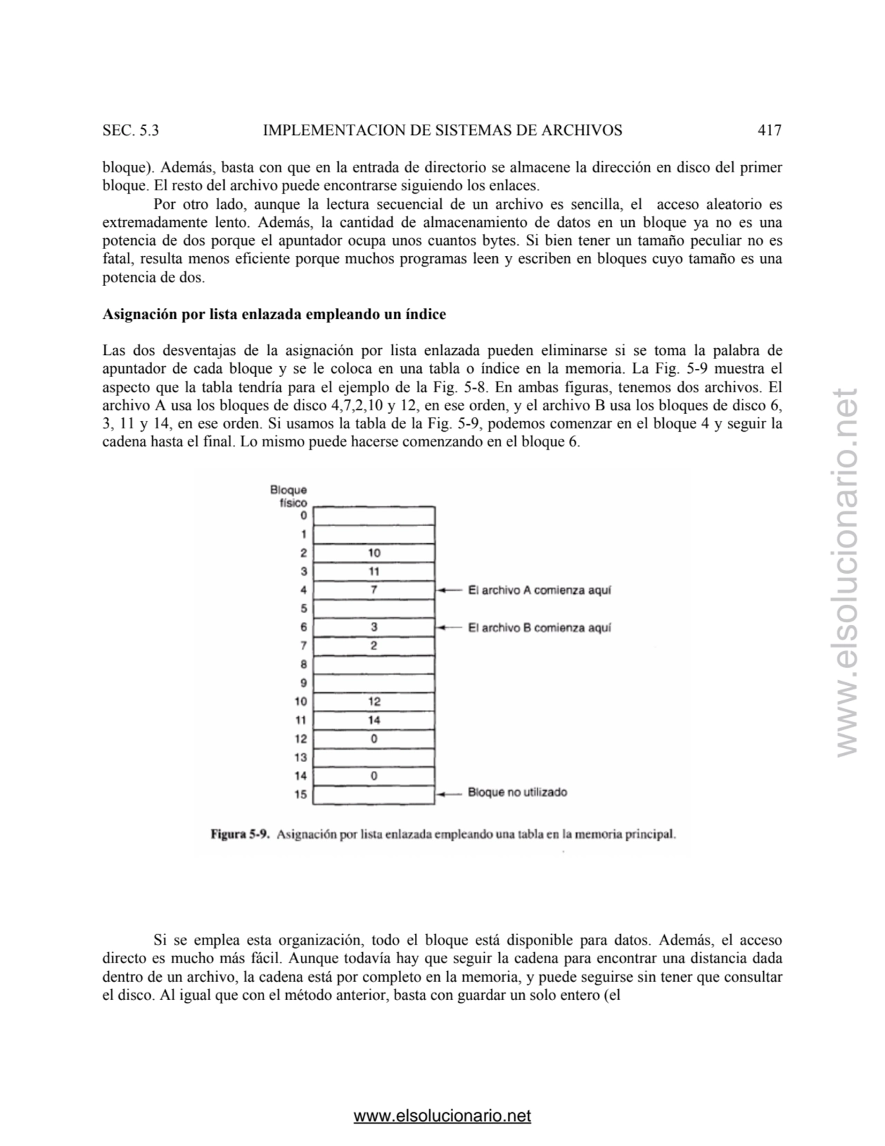 SEC. 5.3 IMPLEMENTACION DE SISTEMAS DE ARCHIVOS 417 
bloque). Además, basta con que en la entrada …