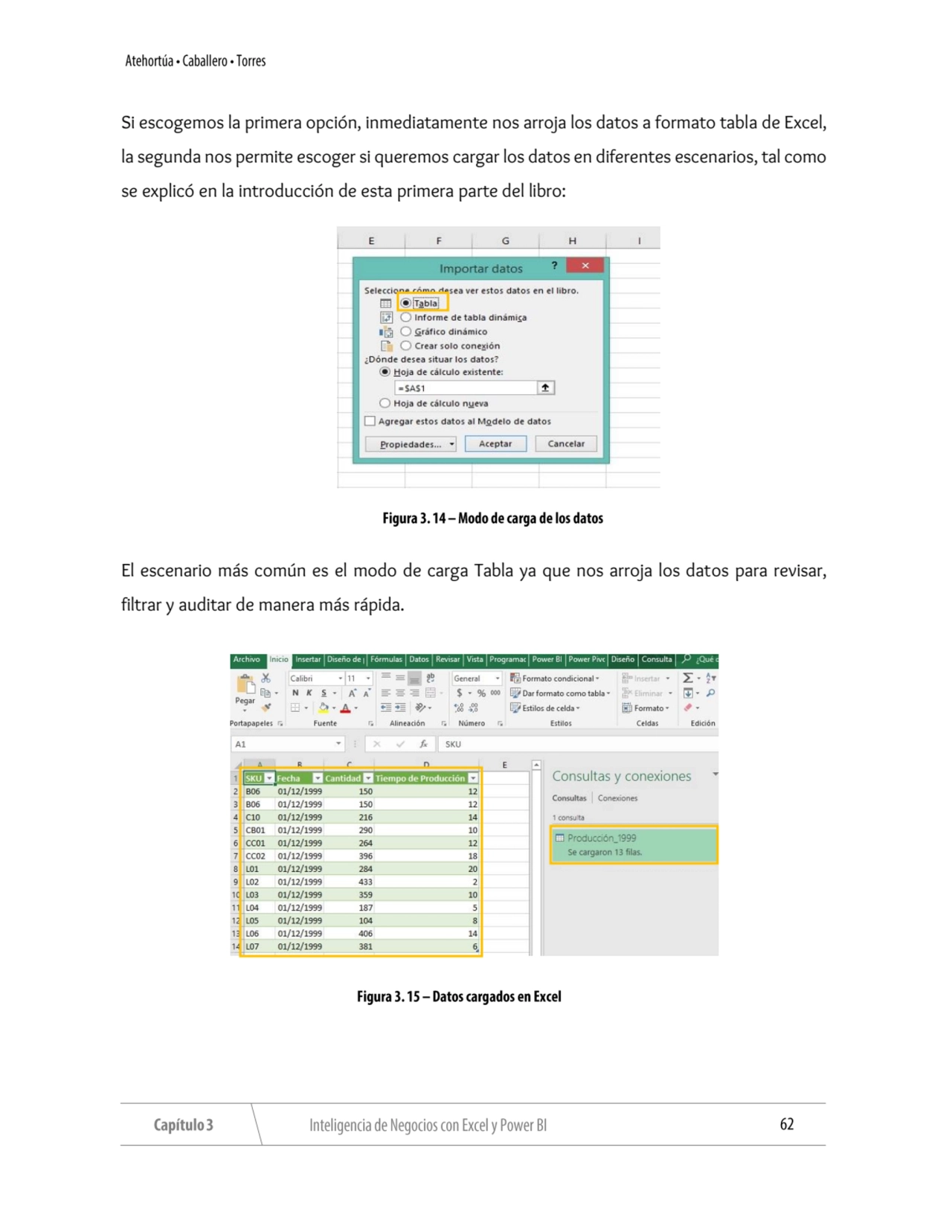 Si escogemos la primera opción, inmediatamente nos arroja los datos a formato tabla de Excel, 
la …