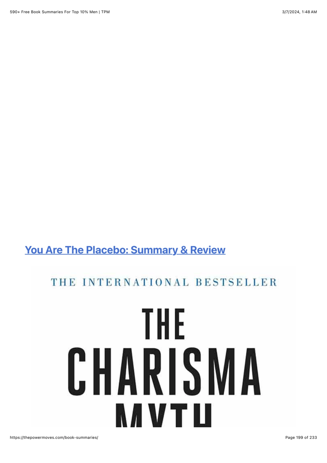 590+ Free Book Summaries For Top 10% Men | TPM 3/7/2024, 1:48 AM
https://thepowermoves.com/book-su…