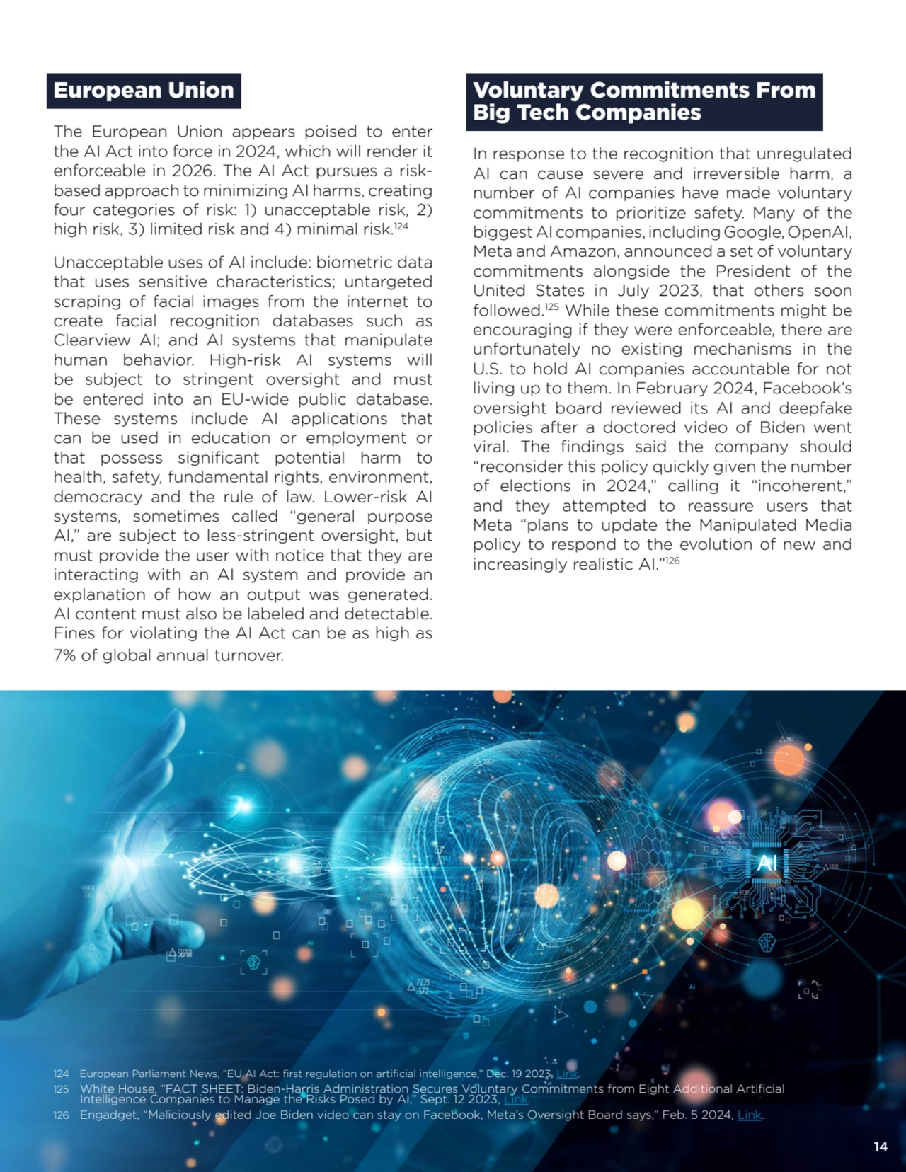 14
European Union
The European Union appears poised to enter 
the AI Act into force in 2024, whi…