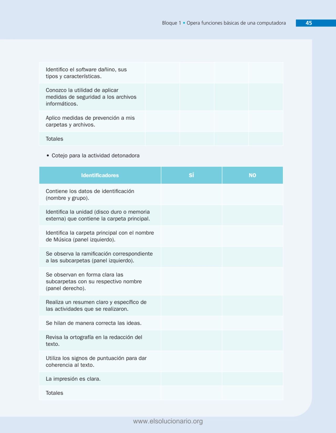 Bloque 1 • Opera funciones básicas de una computadora 45
Identifi co el software dañino, sus 
tip…