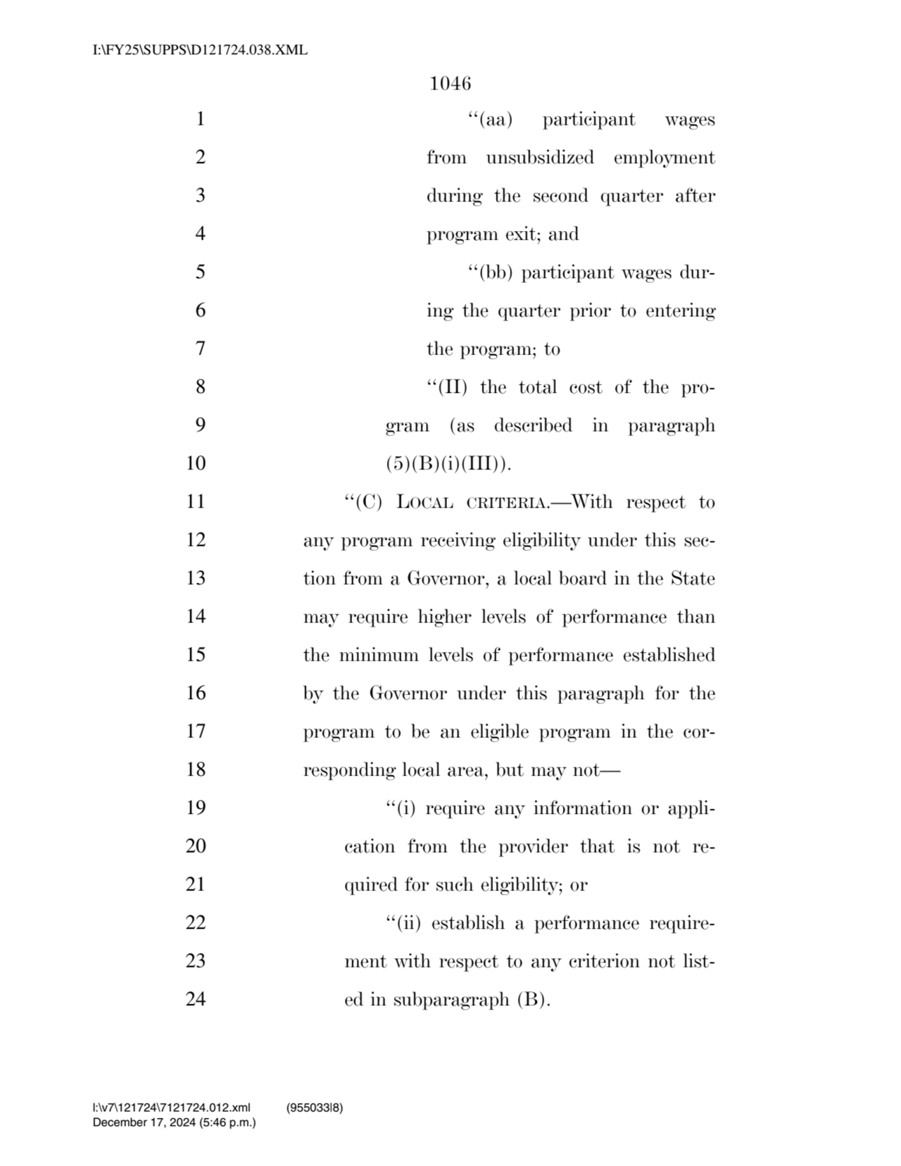 1046 
1 ‘‘(aa) participant wages 
2 from unsubsidized employment 
3 during the second quarter af…