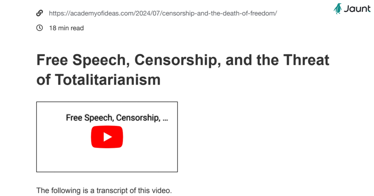 Free Speech, Censorship, and the Threat of Totalitarianism