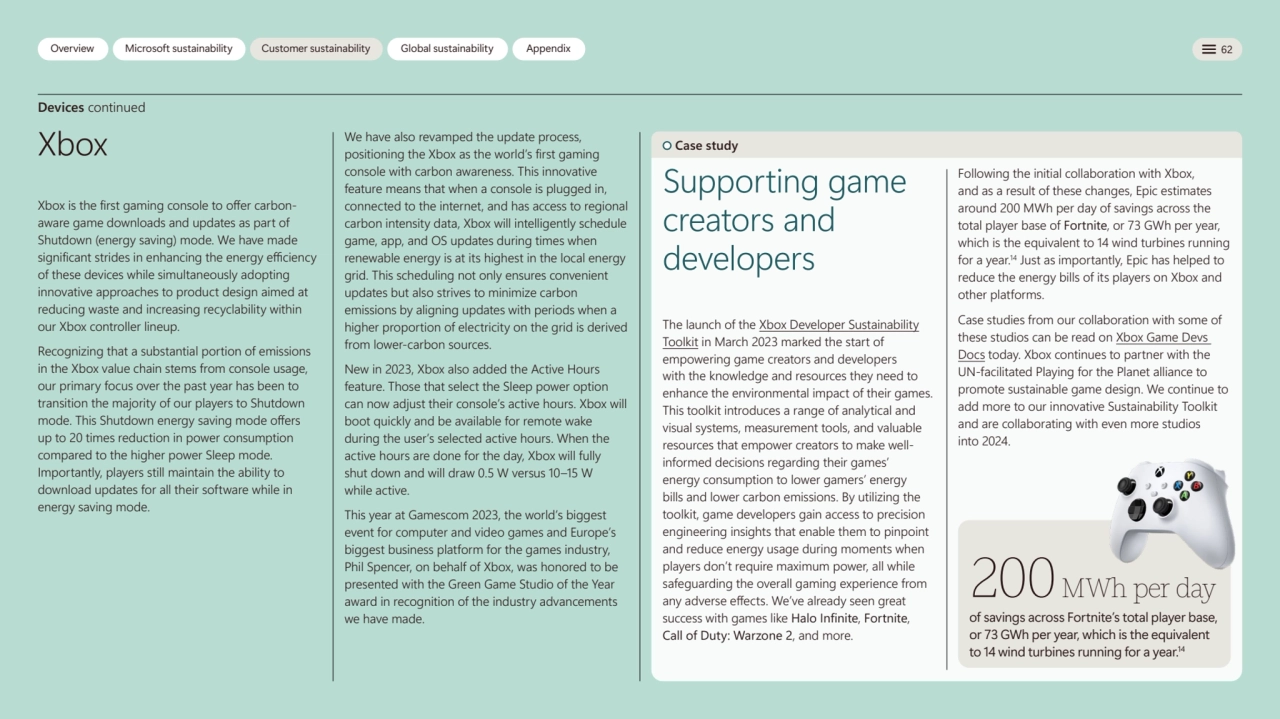 Overview Microsoft sustainability Customer sustainability Global sustainability Appendix 62
Device…