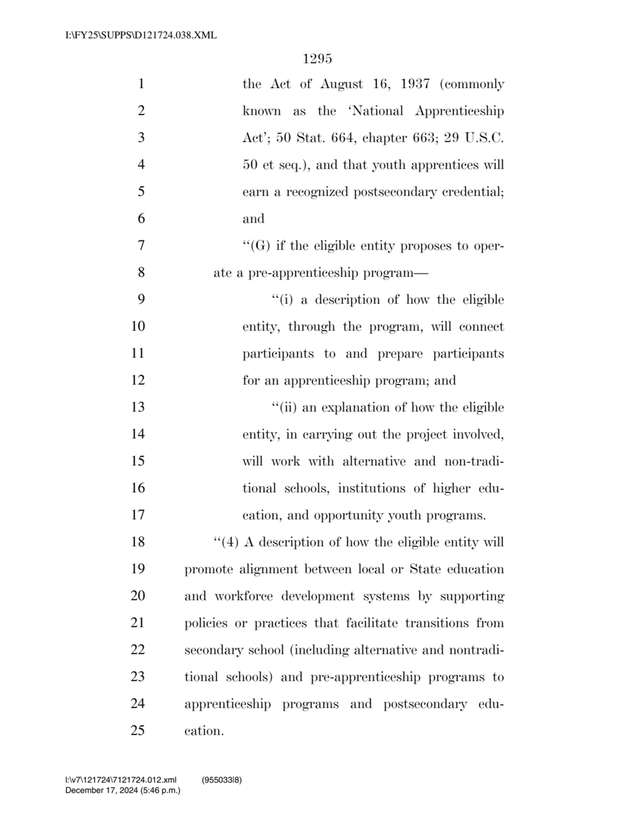 1295 
1 the Act of August 16, 1937 (commonly 
2 known as the ‘National Apprenticeship 
3 Act’; 5…