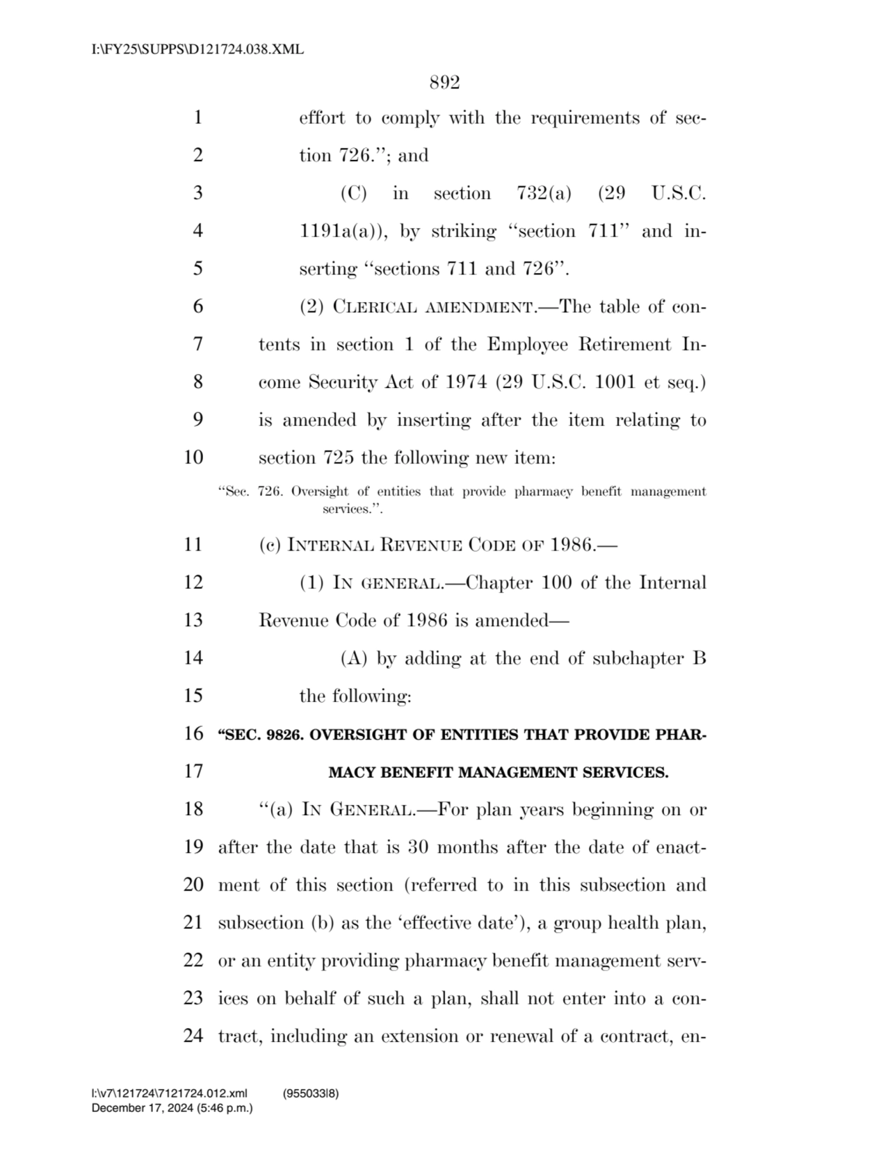 892 
1 effort to comply with the requirements of sec2 tion 726.’’; and 
3 (C) in section 732(a) …