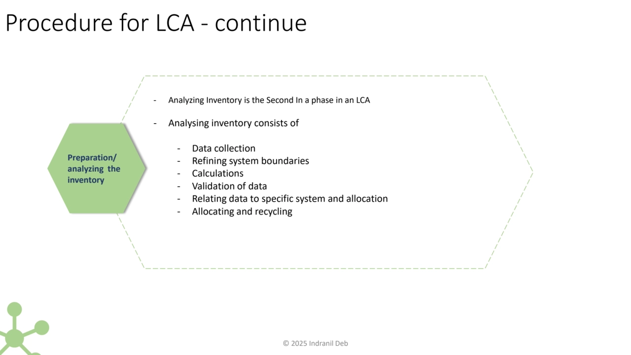 - Analyzing Inventory is the Second In a phase in an LCA
- Analysing inventory consists of 
- Dat…