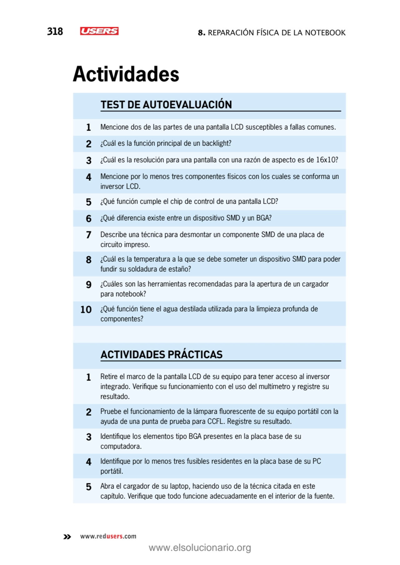 318 8. Reparación física de la notebook
www.redusers.com
Actividades
TEST DE AUTOEVALUACIÓN
1 M…