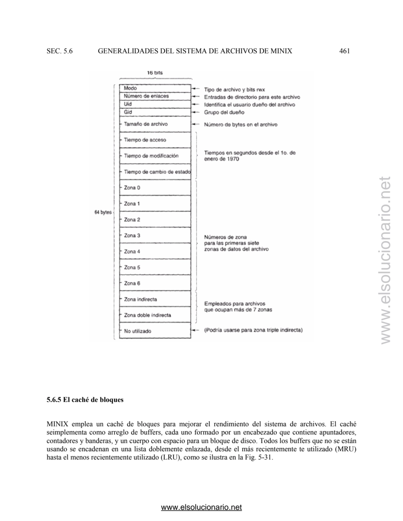 SEC. 5.6 GENERALIDADES DEL SISTEMA DE ARCHIVOS DE MINIX 461 
5.6.5 El caché de bloques 
MINIX emp…