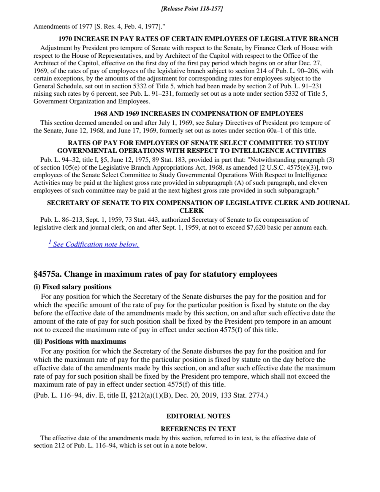 Amendments of 1977 [S. Res. 4, Feb. 4, 1977]."
1970 INCREASE IN PAY RATES OF CERTAIN EMPLOYEES OF …