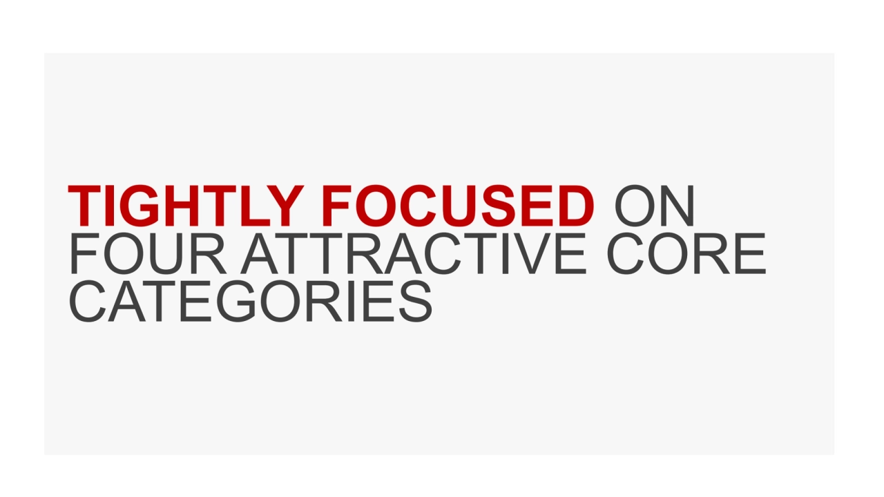 TIGHTLY FOCUSED ON
FOUR ATTRACTIVE CORE
CATEGORIES