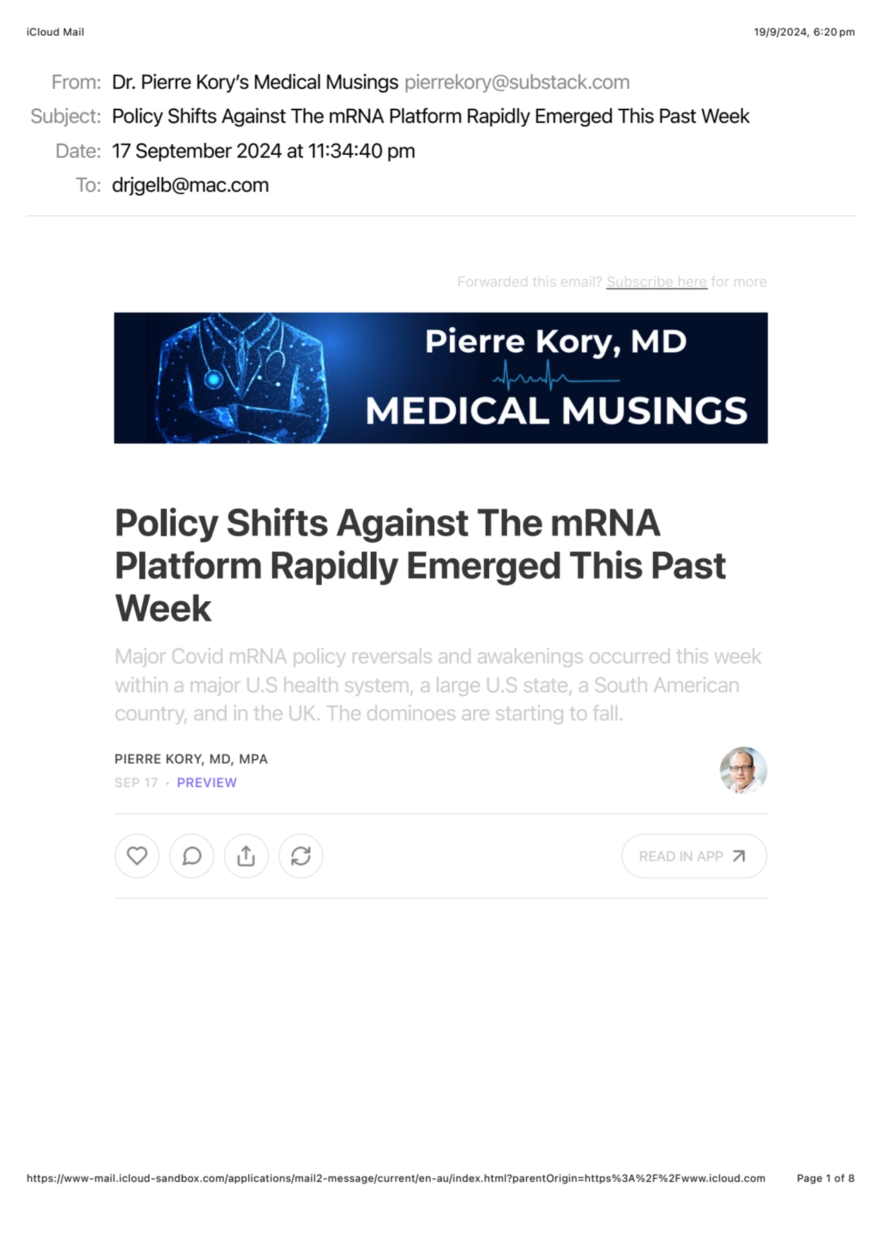 Policy Shifts Against The mRNA
Platform Rapidly Emerged This Past
Week