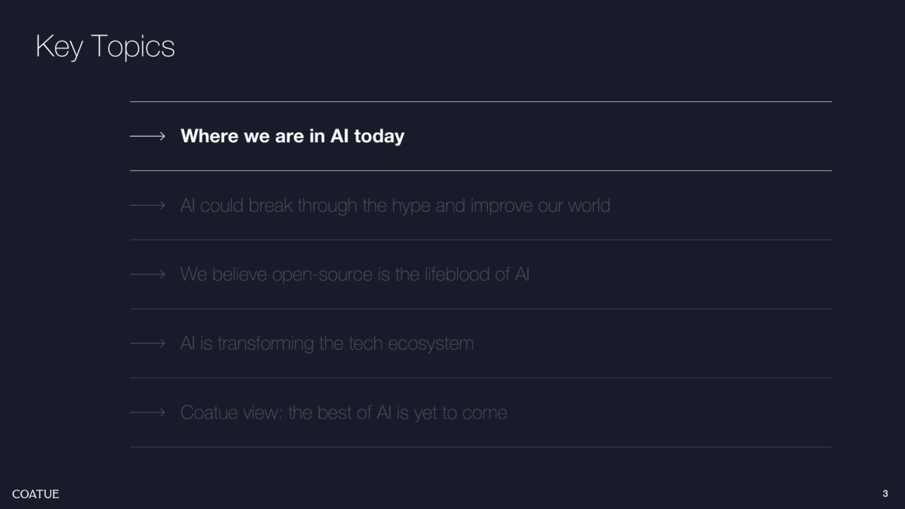 3
Where we are in AI today
Key Topics