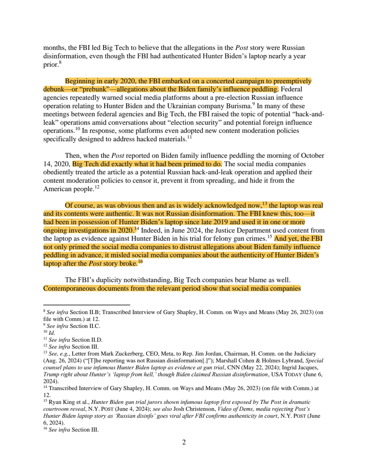 2
months, the FBI led Big Tech to believe that the allegations in the Post story were Russian 
di…