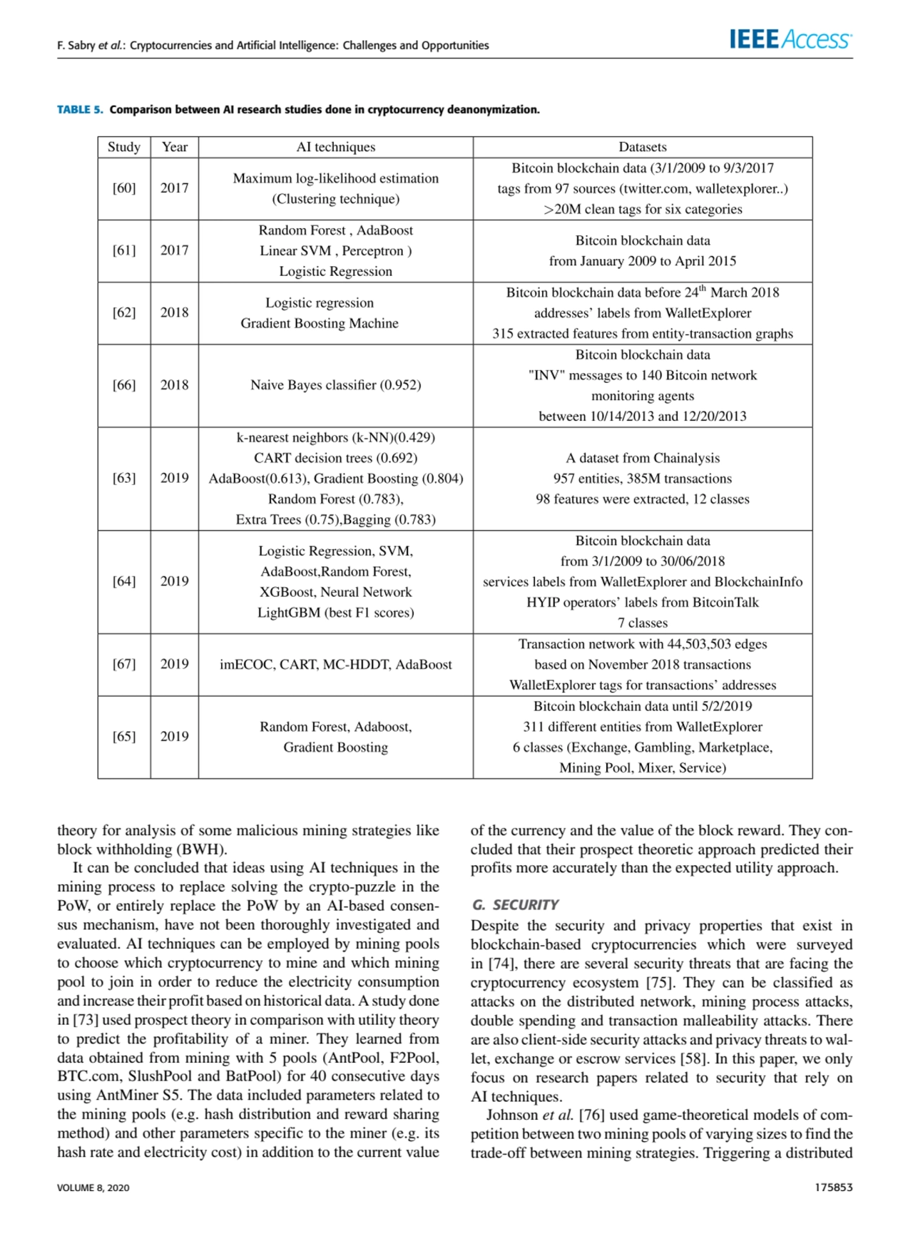 F. Sabry et al.: Cryptocurrencies and Artificial Intelligence: Challenges and Opportunities
TABLE …