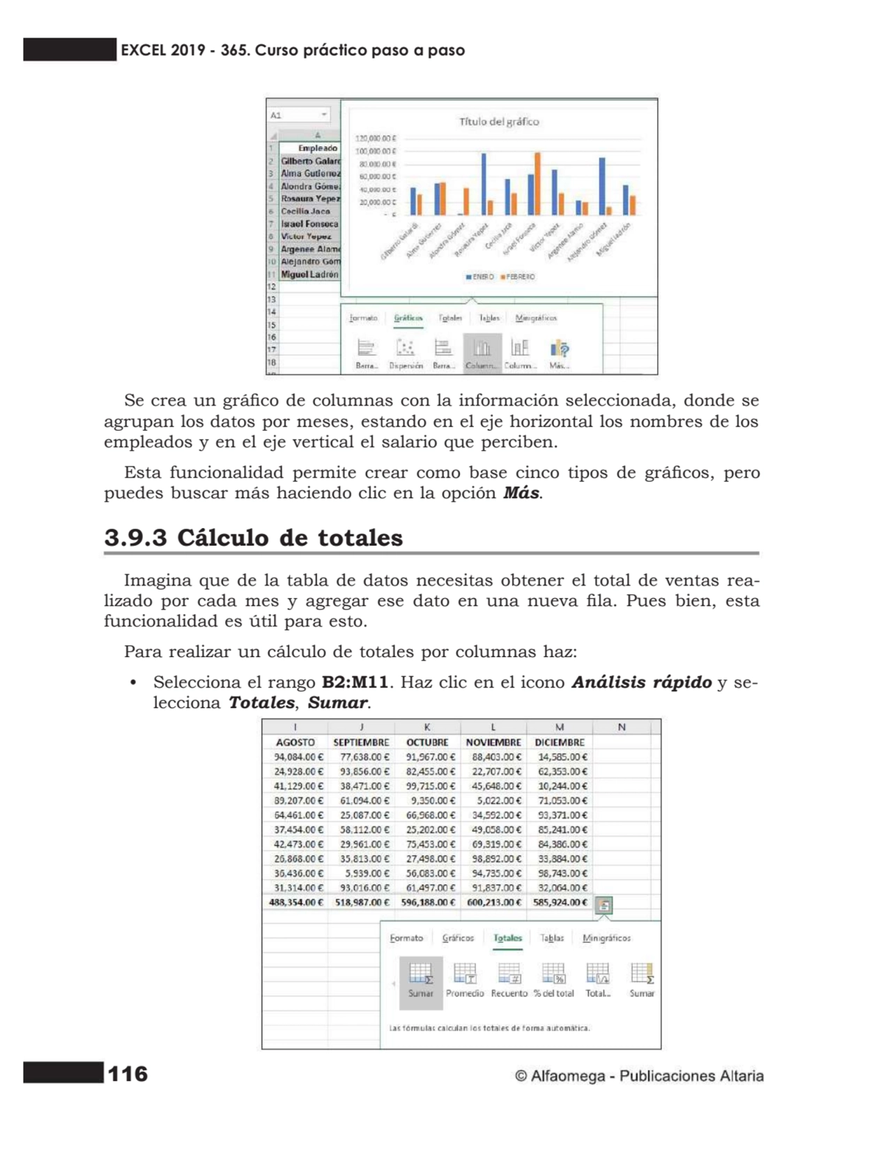 116
Se crea un gráco de columnas con la información seleccionada, donde se
agrupan los datos por…