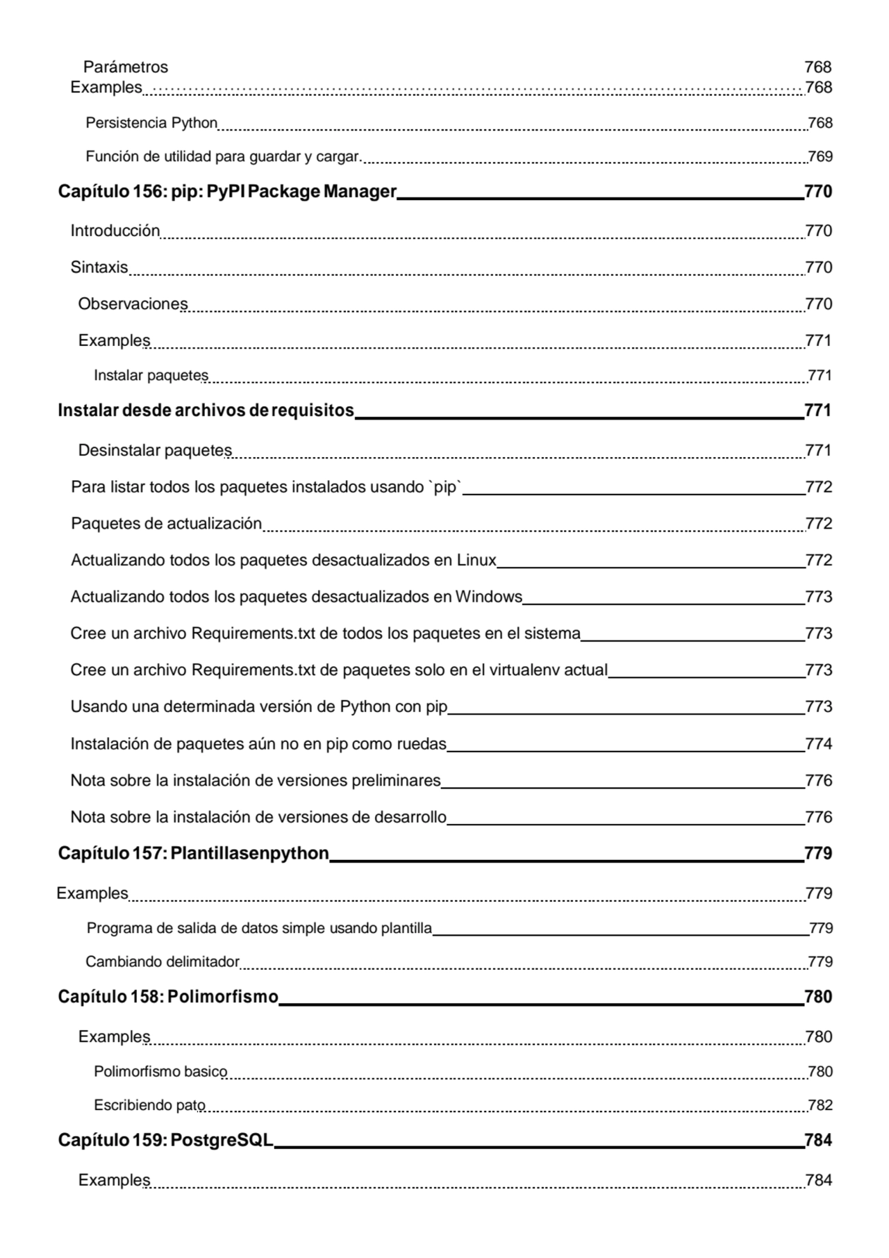 Parámetros 768
Examples 768 
Persistencia Python 768 
Función de utilidad para guardar y cargar.…