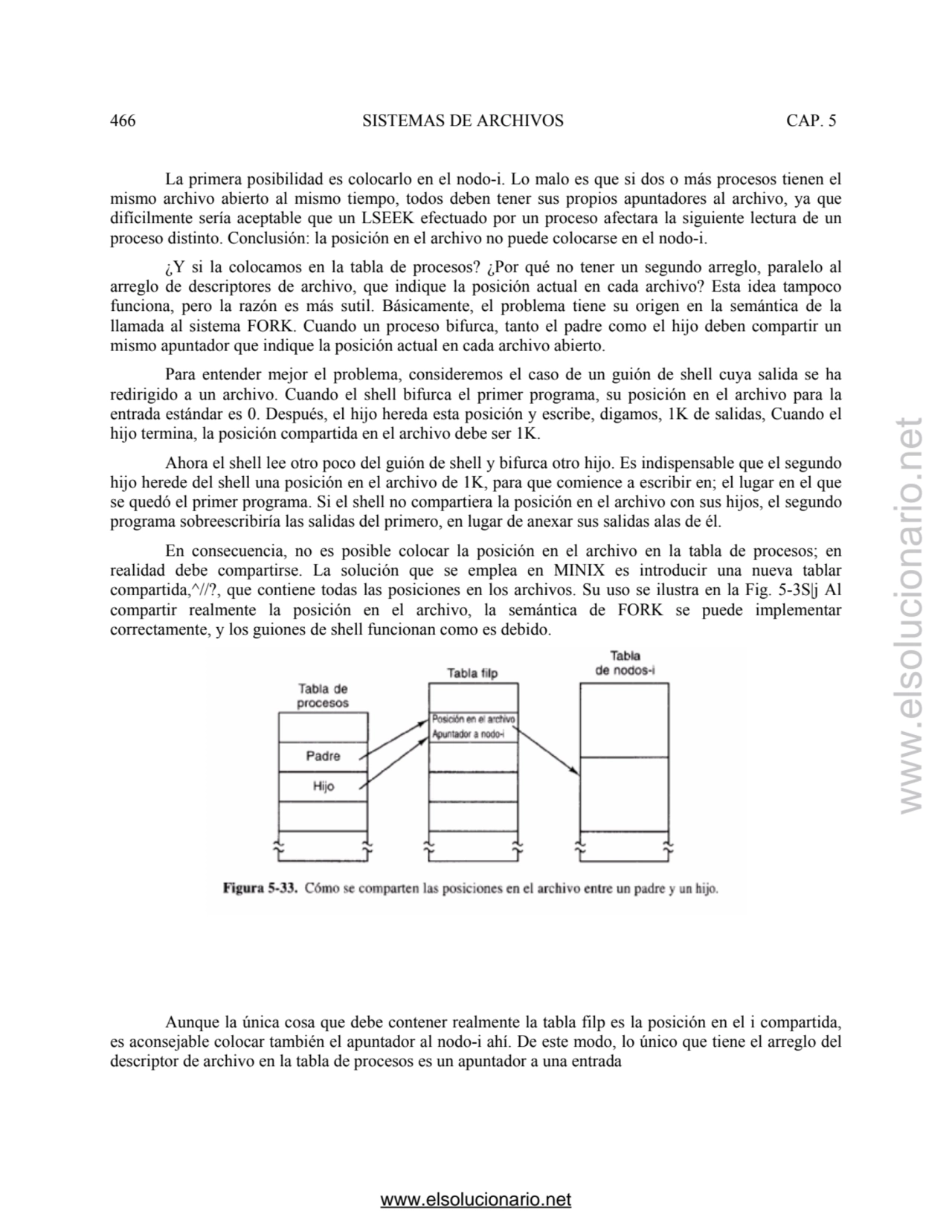 466 SISTEMAS DE ARCHIVOS CAP. 5 
La primera posibilidad es colocarlo en el nodo-i. Lo malo es que …