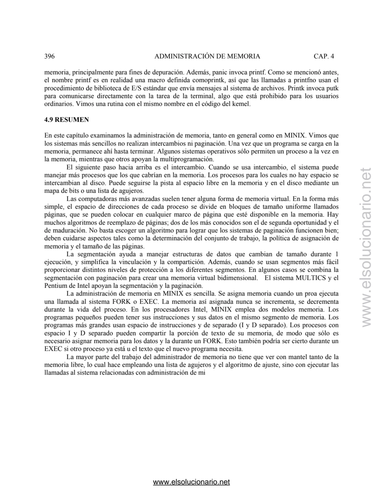 396 ADMINISTRACIÓN DE MEMORIA CAP. 4 
memoria, principalmente para fines de depuración. Además, pa…