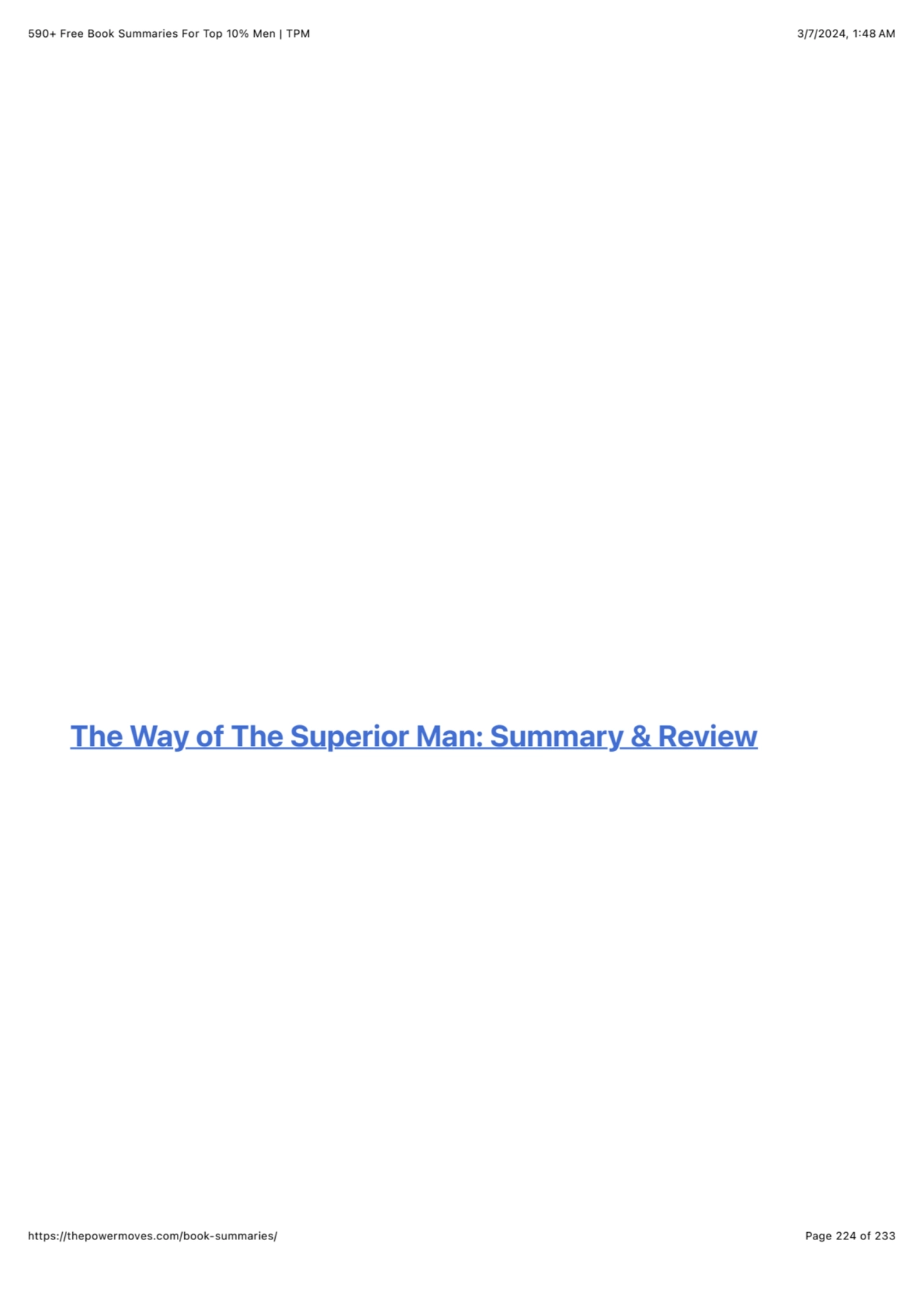 590+ Free Book Summaries For Top 10% Men | TPM 3/7/2024, 1:48 AM
https://thepowermoves.com/book-su…