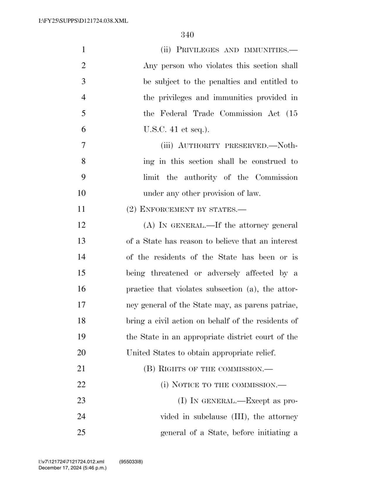 340 
1 (ii) PRIVILEGES AND IMMUNITIES.— 
2 Any person who violates this section shall 
3 be subj…