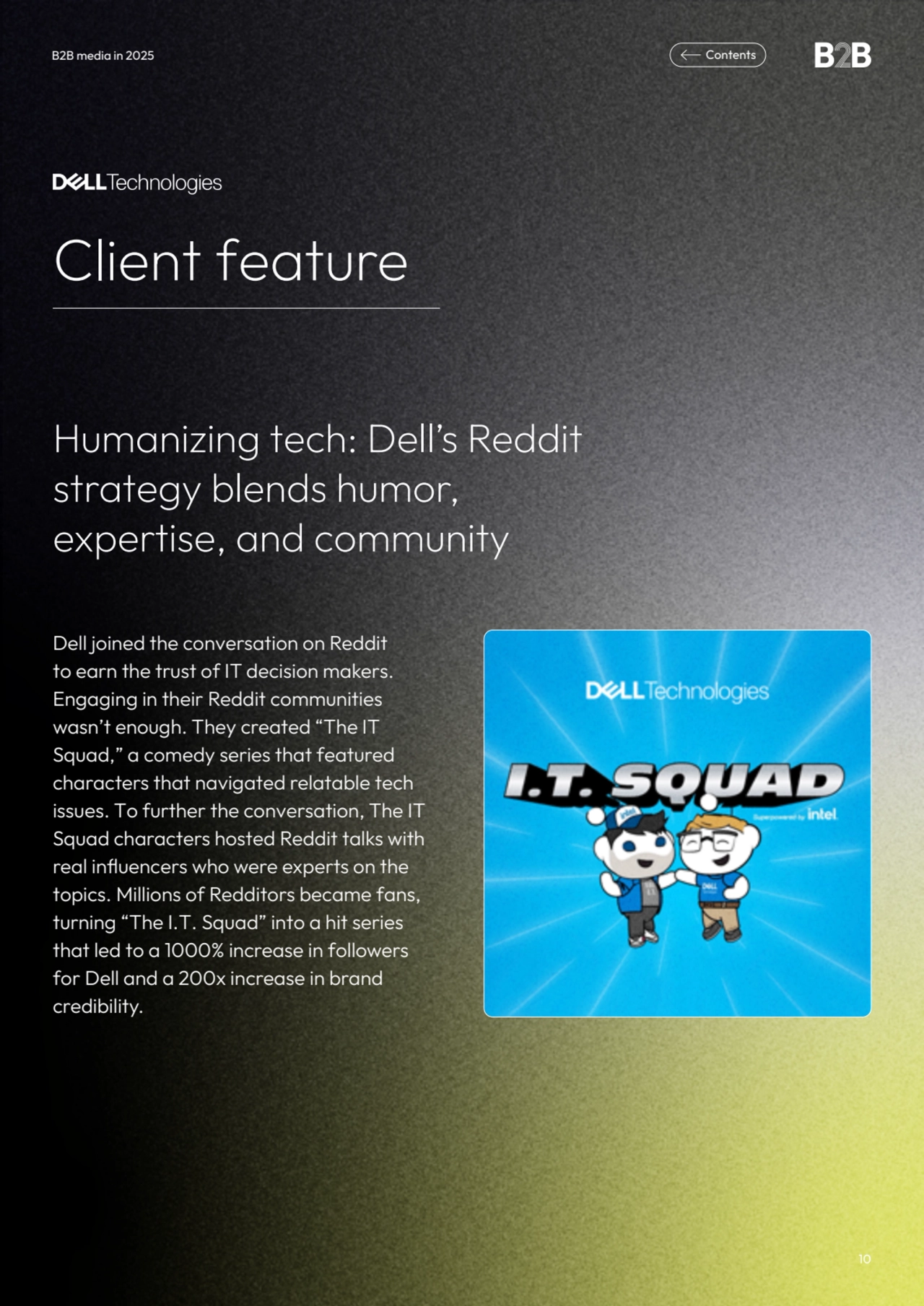 Client feature 
Humanizing tech: Dell’s Reddit 
strategy blends humor, 
expertise, and community…