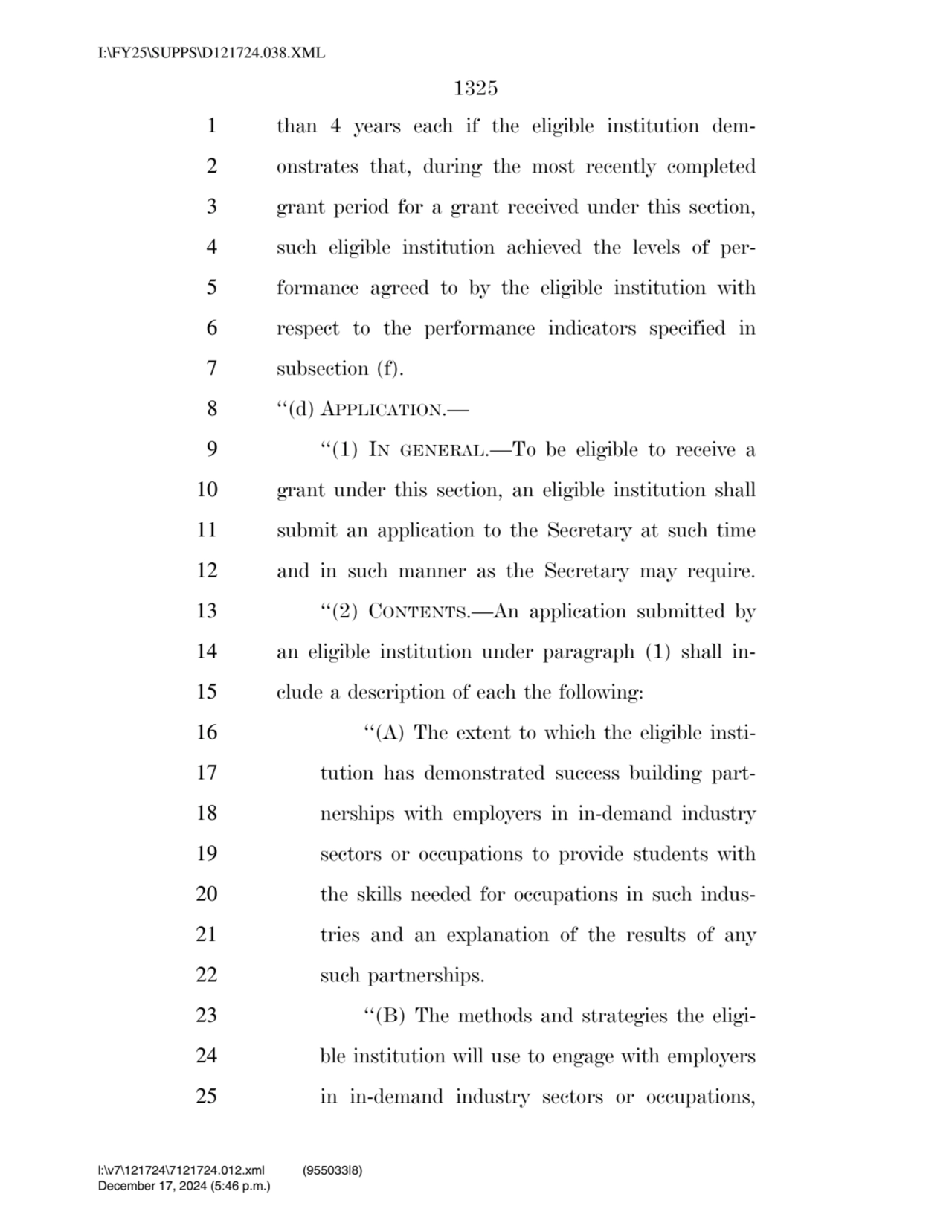 1325 
1 than 4 years each if the eligible institution dem2 onstrates that, during the most recent…