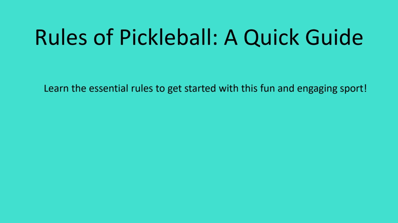 Pickleball: Essential Rules Overview