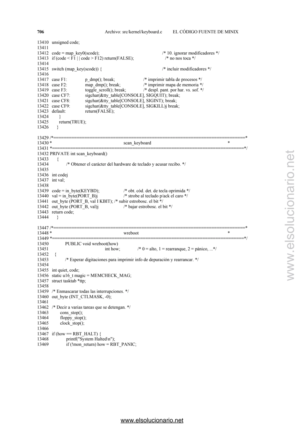 706 Archivo: src/kernel/keyboard.c EL CÓDIGO FUENTE DE MINIX 
13410 unsigned code; 
13411 
13412…