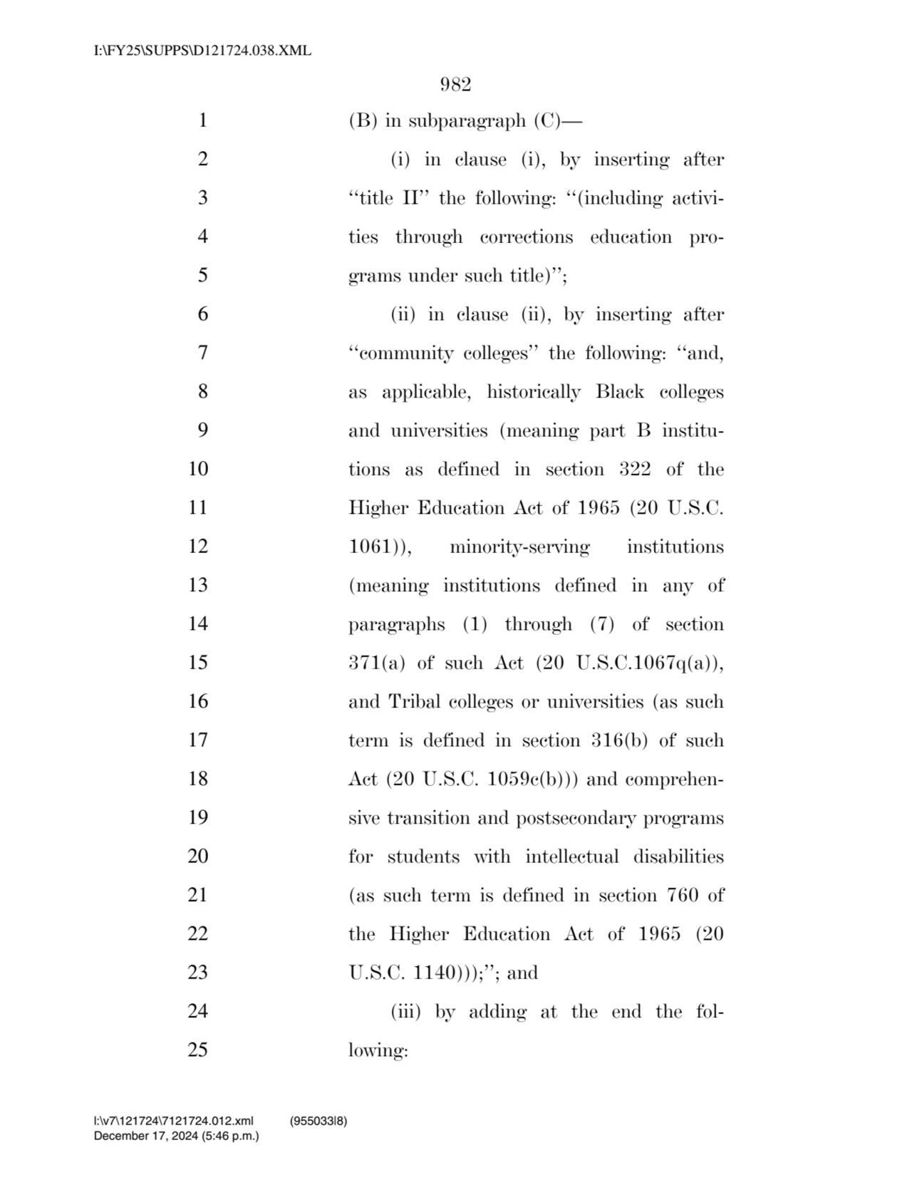 982 
1 (B) in subparagraph (C)— 
2 (i) in clause (i), by inserting after 
3 ‘‘title II’’ the fol…