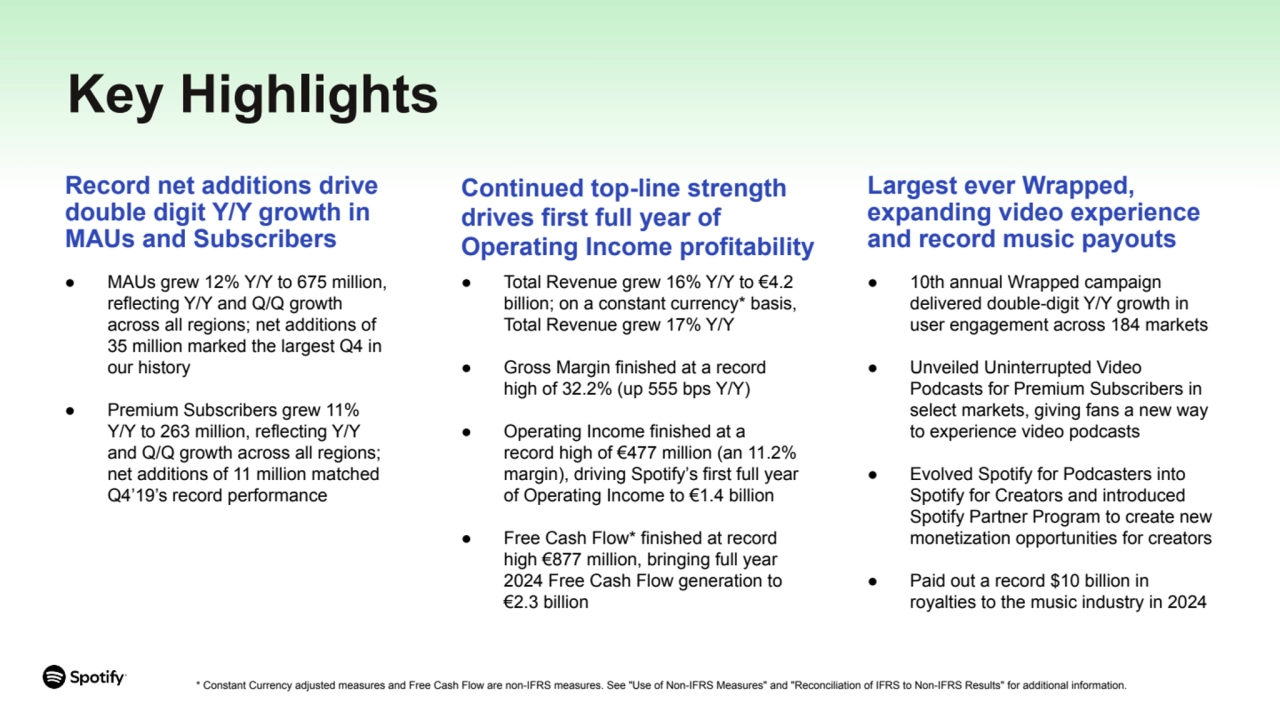 * Constant Currency adjusted measures and Free Cash Flow are non-IFRS measures. See "Use of Non-IFR…