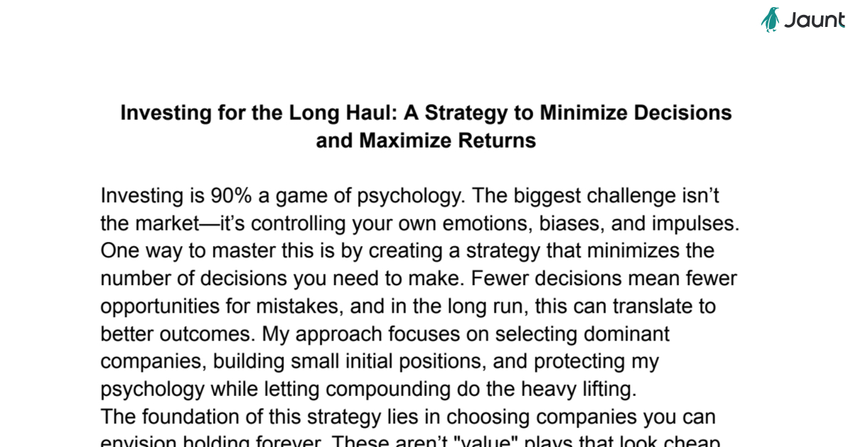 Investing strategy for individual equities