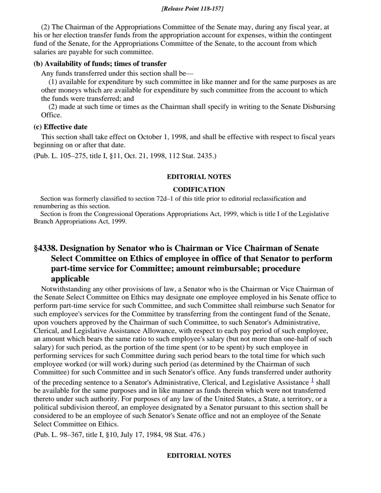 (2) The Chairman of the Appropriations Committee of the Senate may, during any fiscal year, at
his…