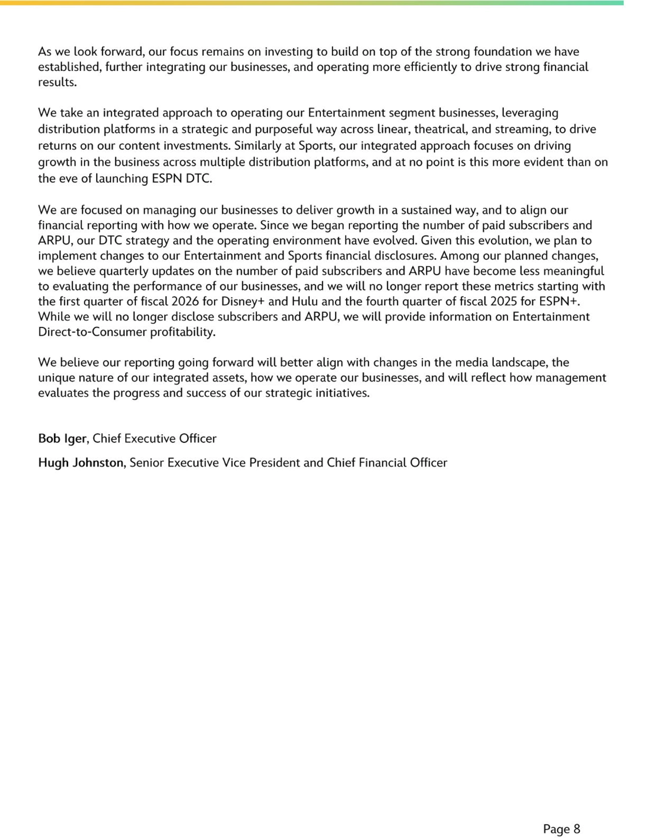 Disney's Q3 FY25 Earnings: Management Commentary - Page 9