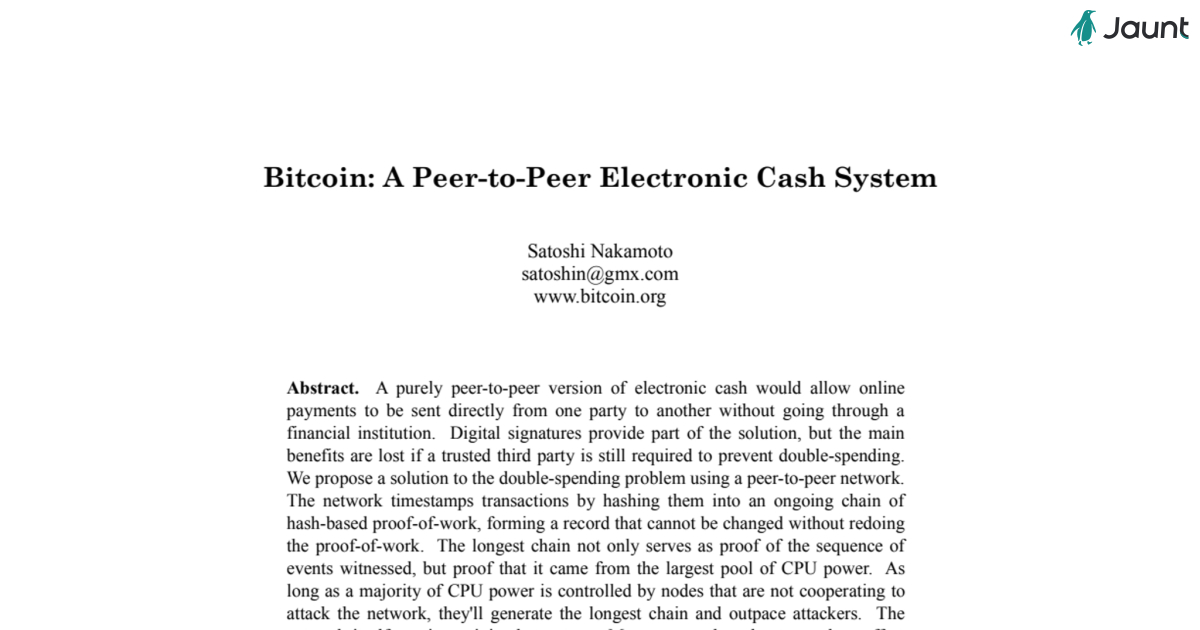 Bitcoin - A peer to peer electronic cash system