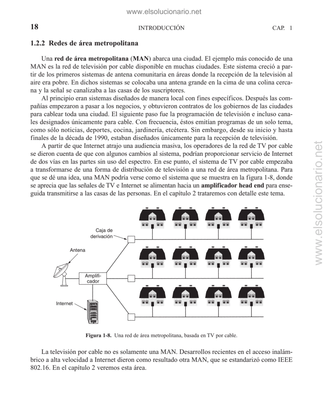 1.2.2 Redes de área metropolitana
Una red de área metropolitana (MAN) abarca una ciudad. El ejempl…