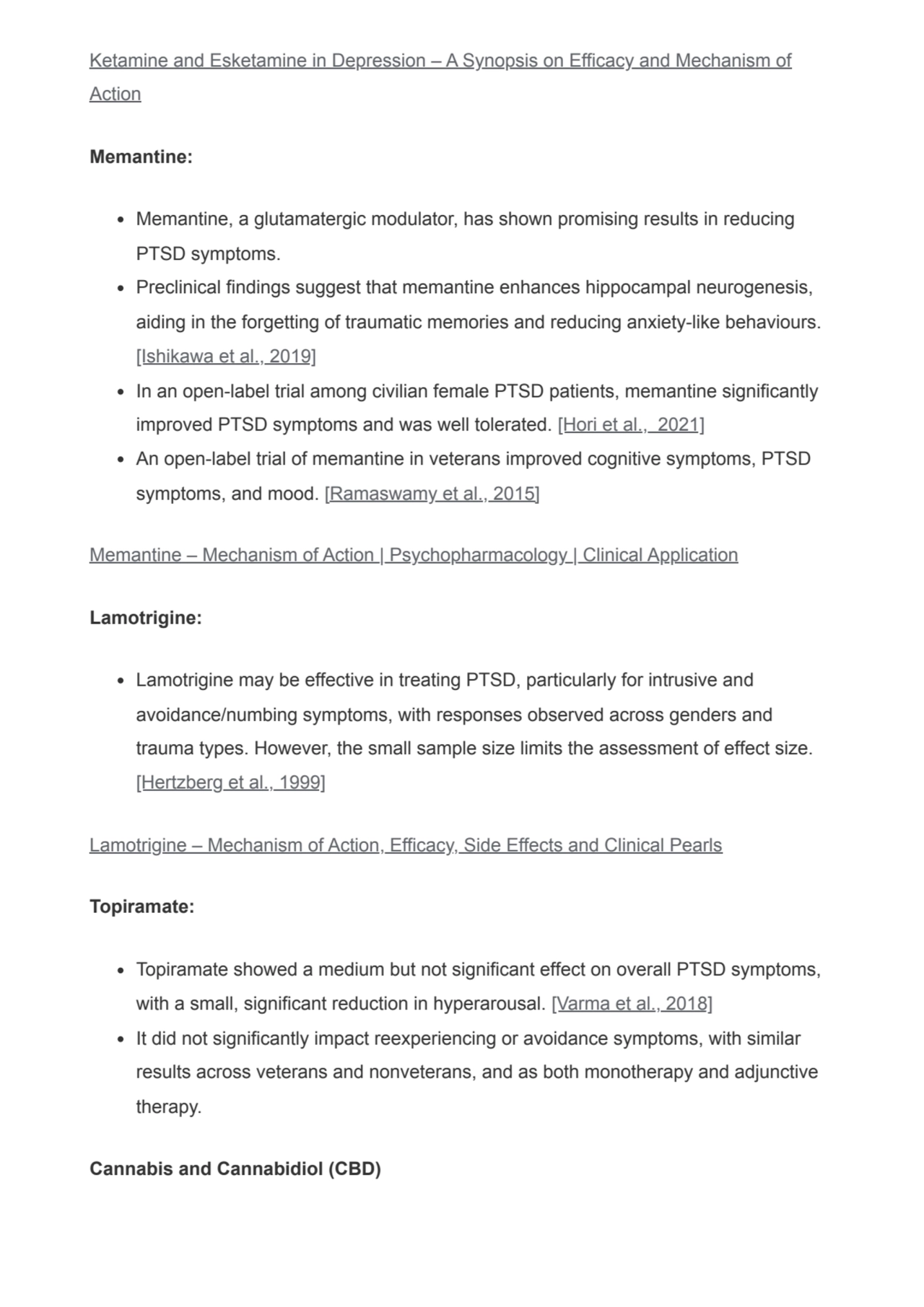 Ketamine and Esketamine in Depression – A Synopsis on Efficacy and Mechanism of
Action
Memantine:…