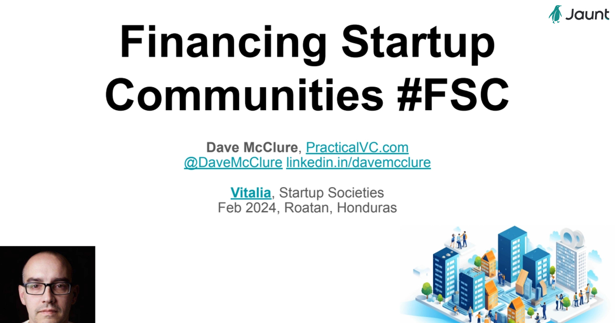 Financing Startup Communities