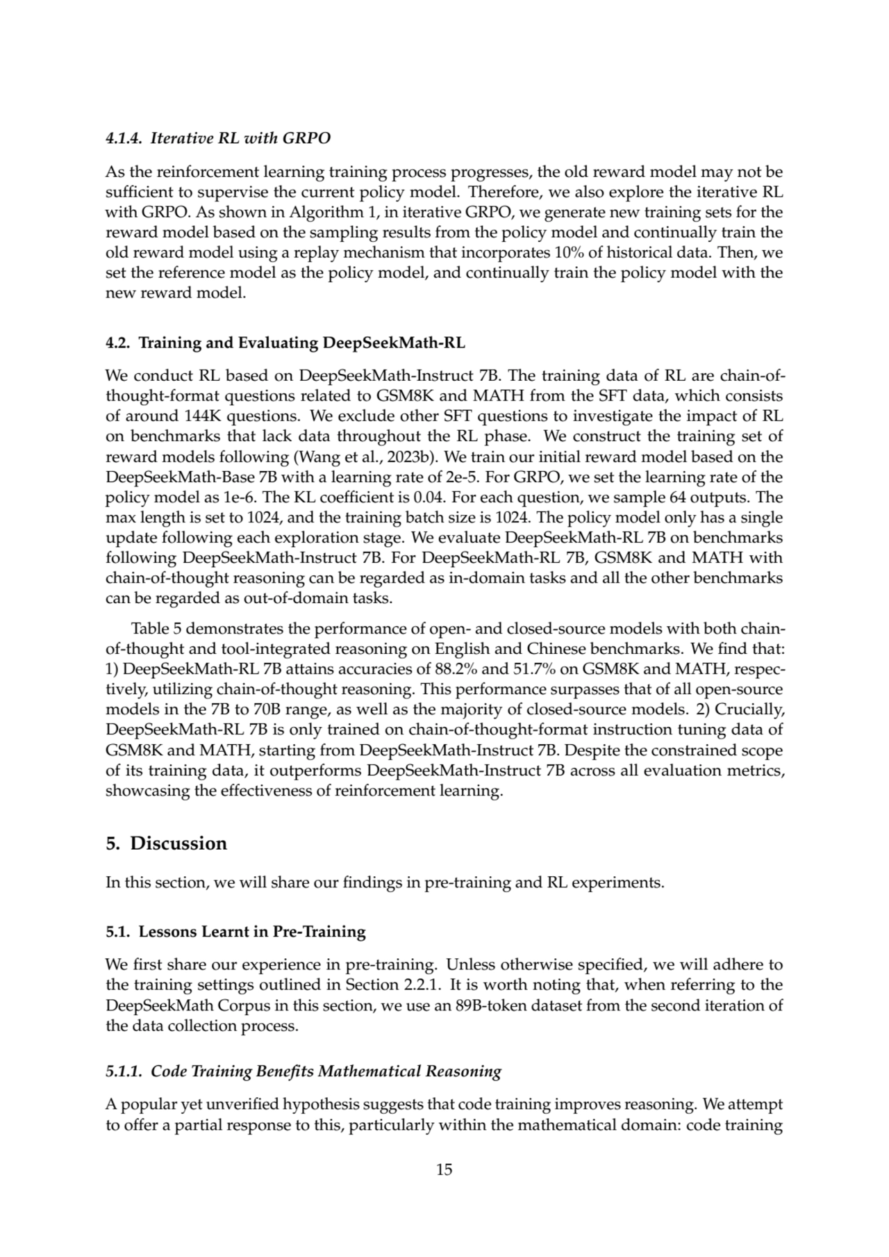 4.1.4. Iterative RL with GRPO
As the reinforcement learning training process progresses, the old r…