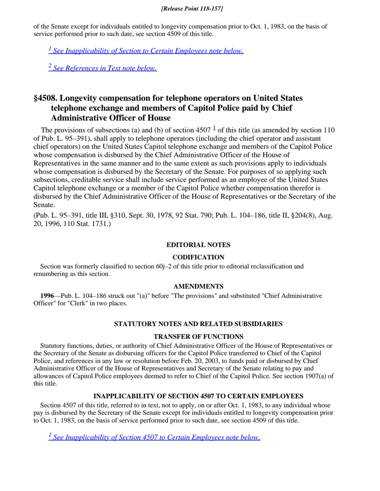 of the Senate except for individuals entitled to longevity compensation prior to Oct. 1, 1983, on t…