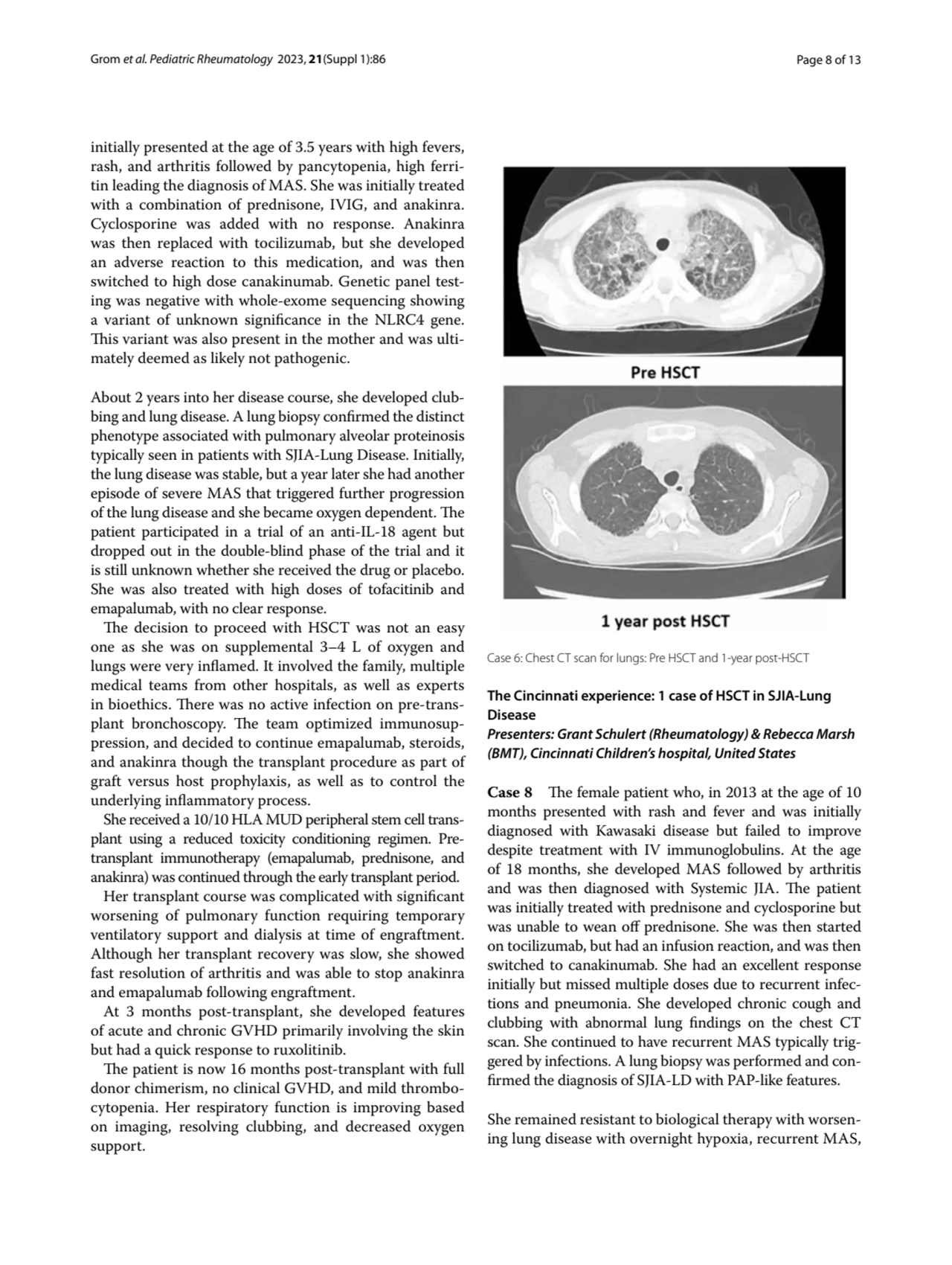 Grom et al. Pediatric Rheumatology 2023, 21(Suppl 1):86 Page 8 of 13
initially presented at the ag…