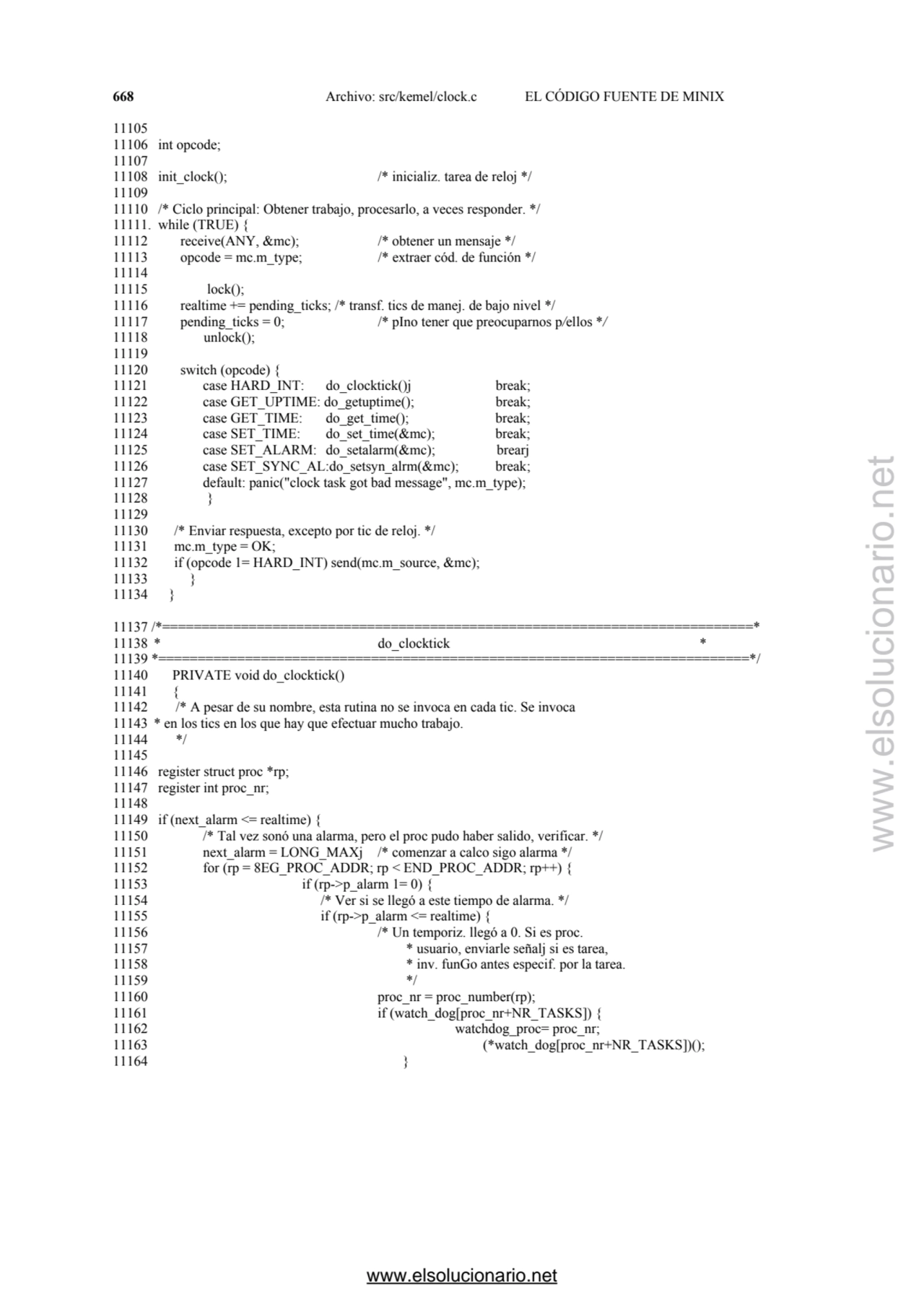 668 Archivo: src/kemel/clock.c EL CÓDIGO FUENTE DE MINIX 
11105 
11106 int opcode; 
11107 
1110…