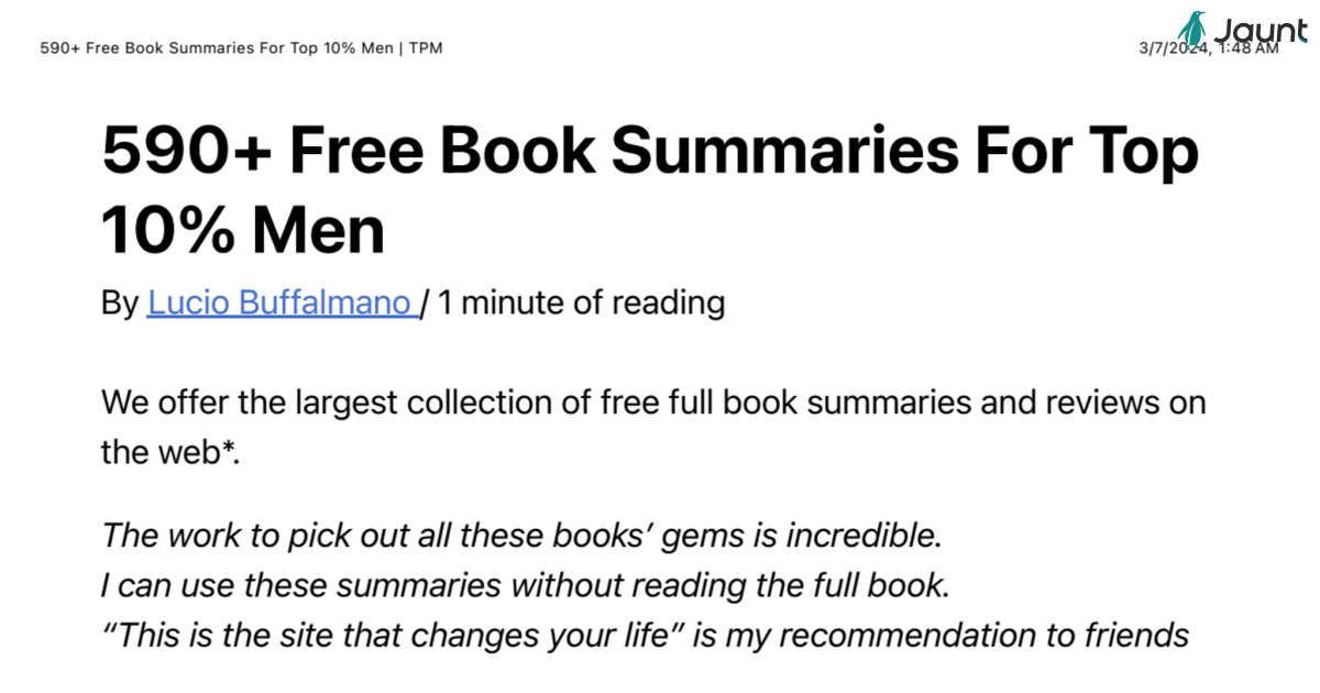 590+ Free Book Summaries For Top 10% Men | TPM