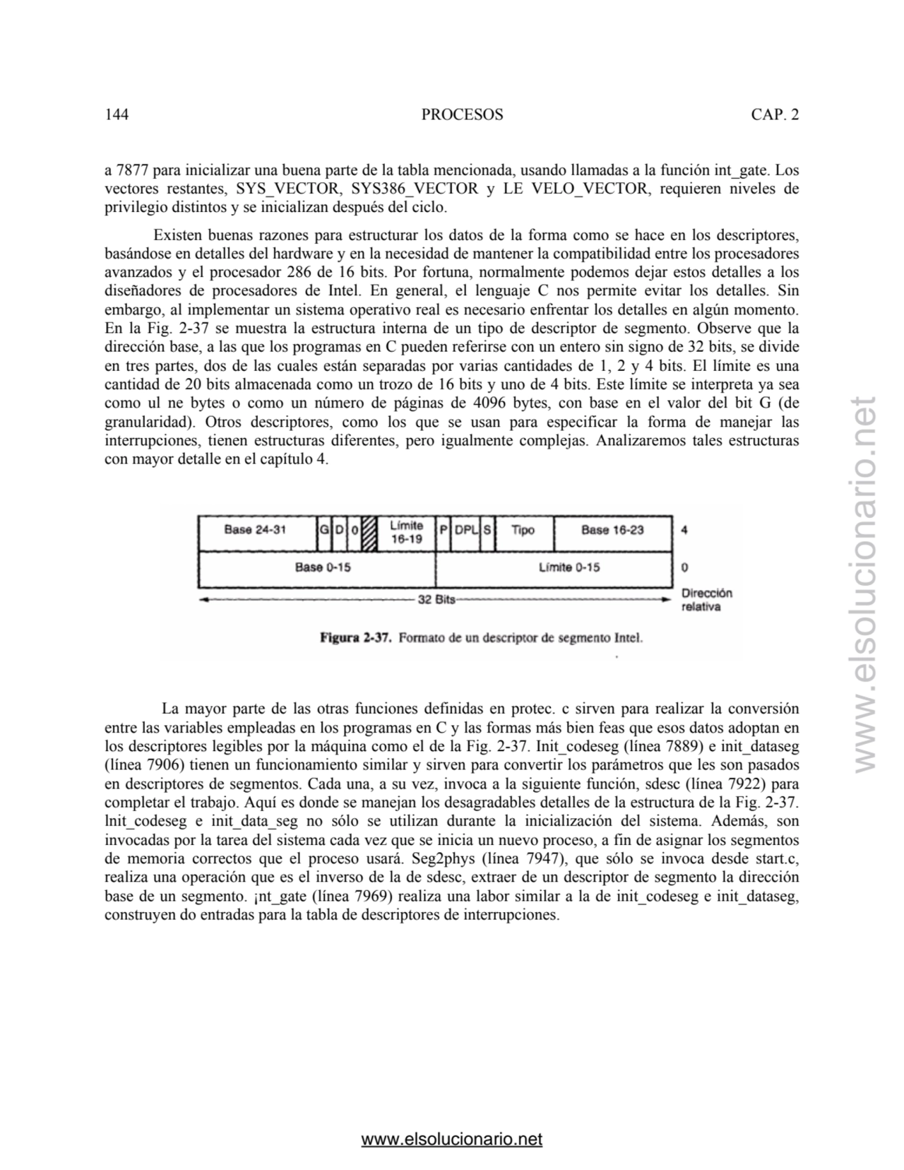 144 PROCESOS CAP. 2 
a 7877 para inicializar una buena parte de la tabla mencionada, usando llamad…