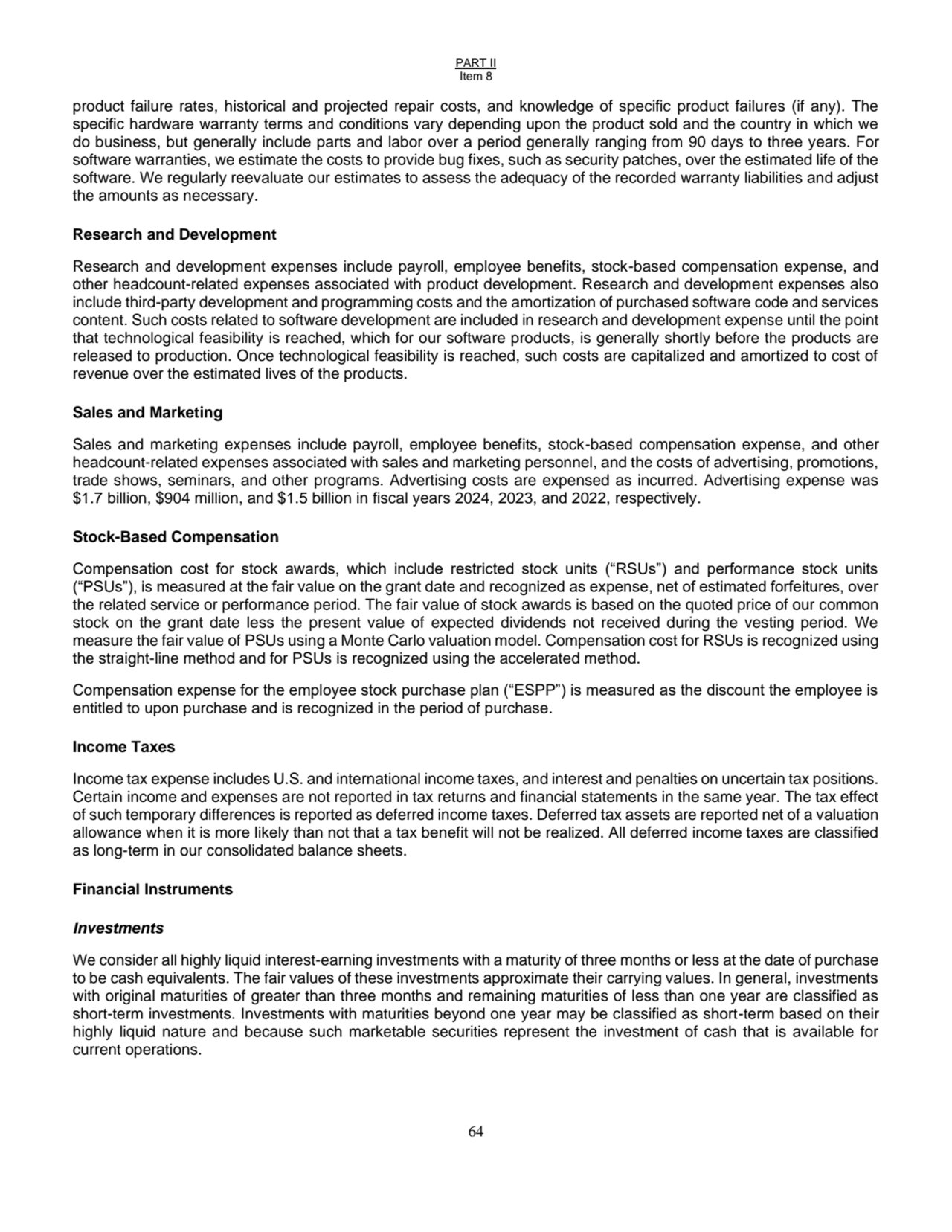 PART II
Item 8
64
product failure rates, historical and projected repair costs, and knowledge of…