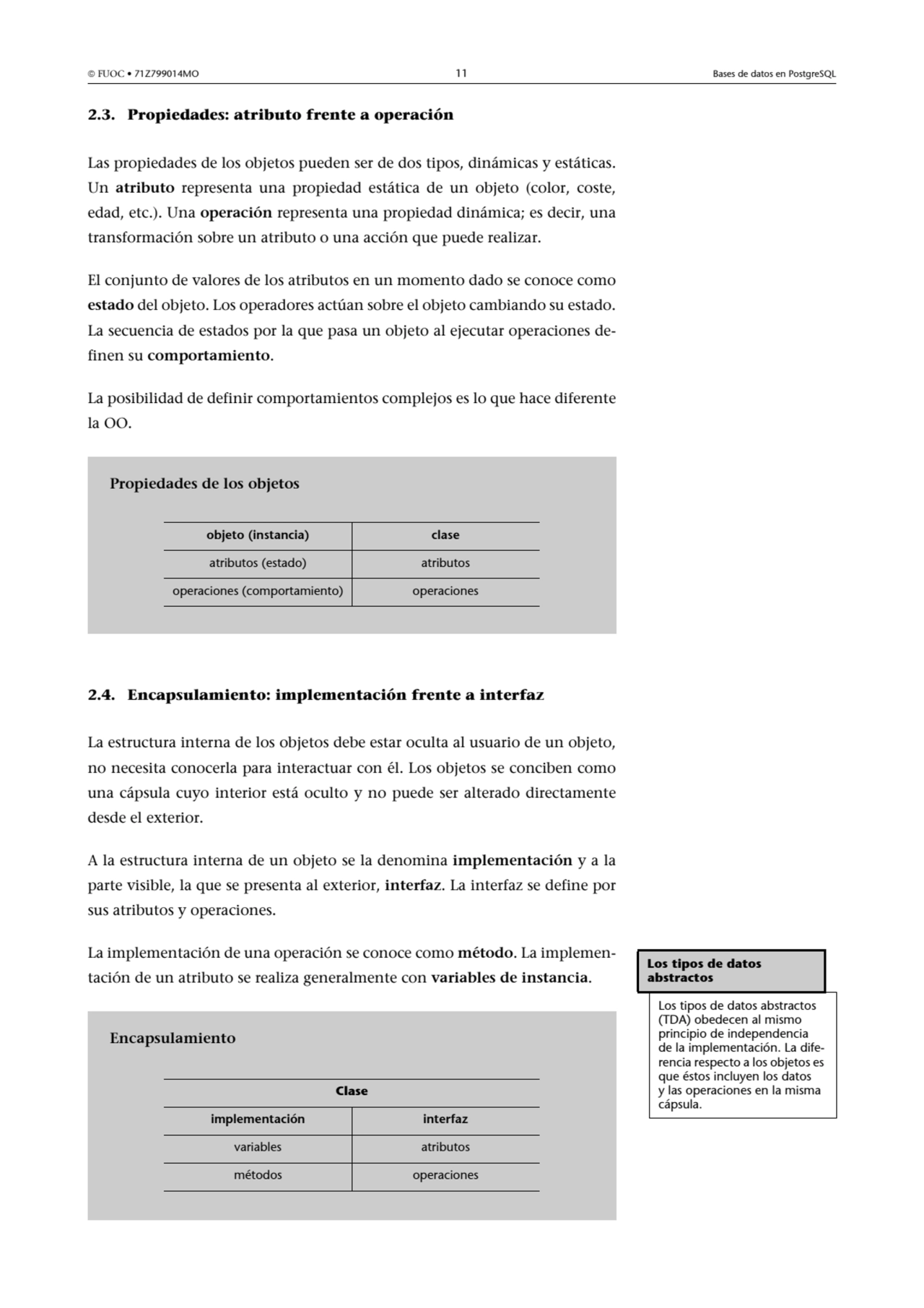  FUOC • 71Z799014MO 11 Bases de datos en PostgreSQL
2.3. Propiedades: atributo frente a operación…