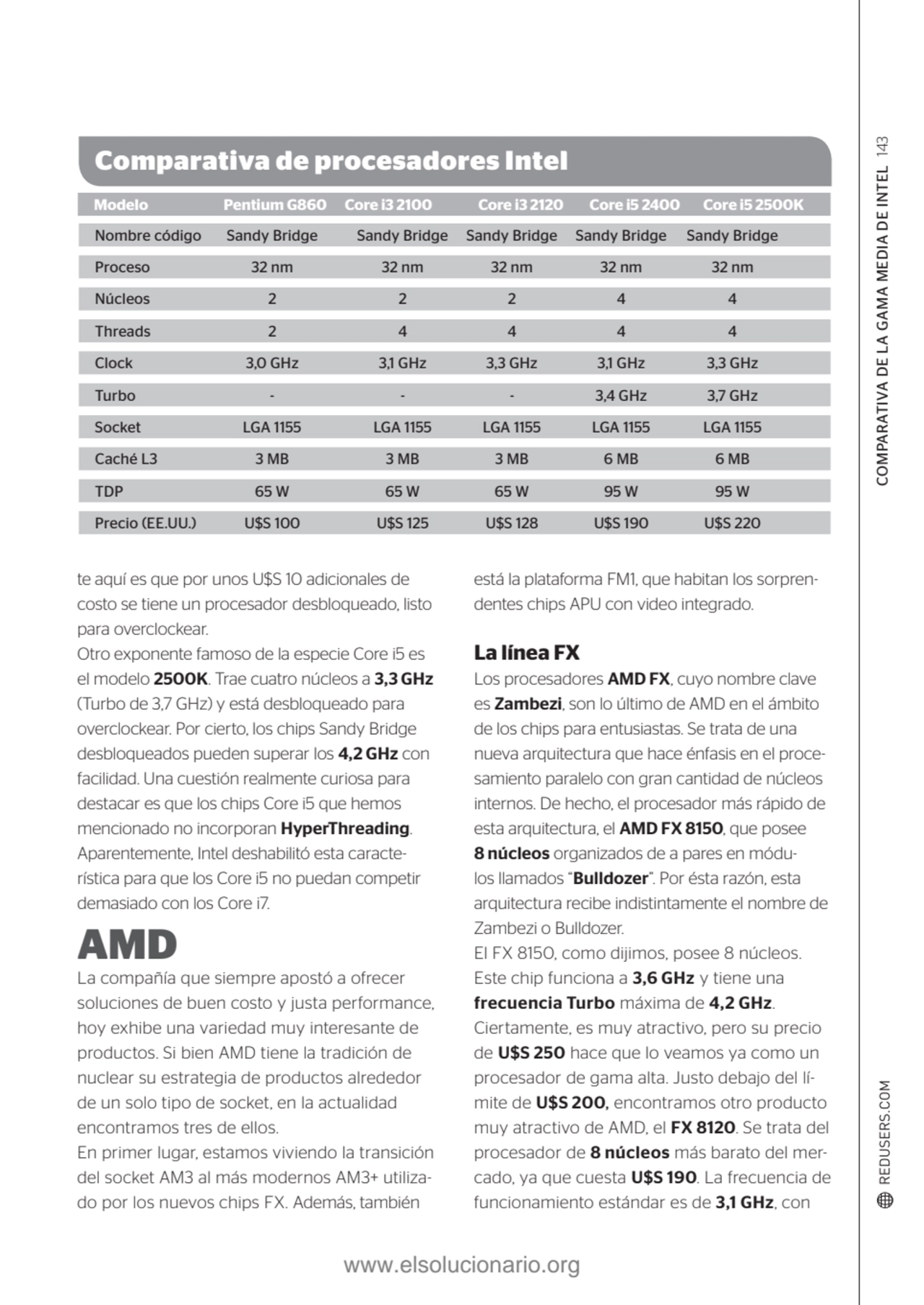 COMPARATIVA DE LA GAMA MEDIA DE INTEL 143
te aquí es que por unos U$S 10 adicionales de 
costo se…